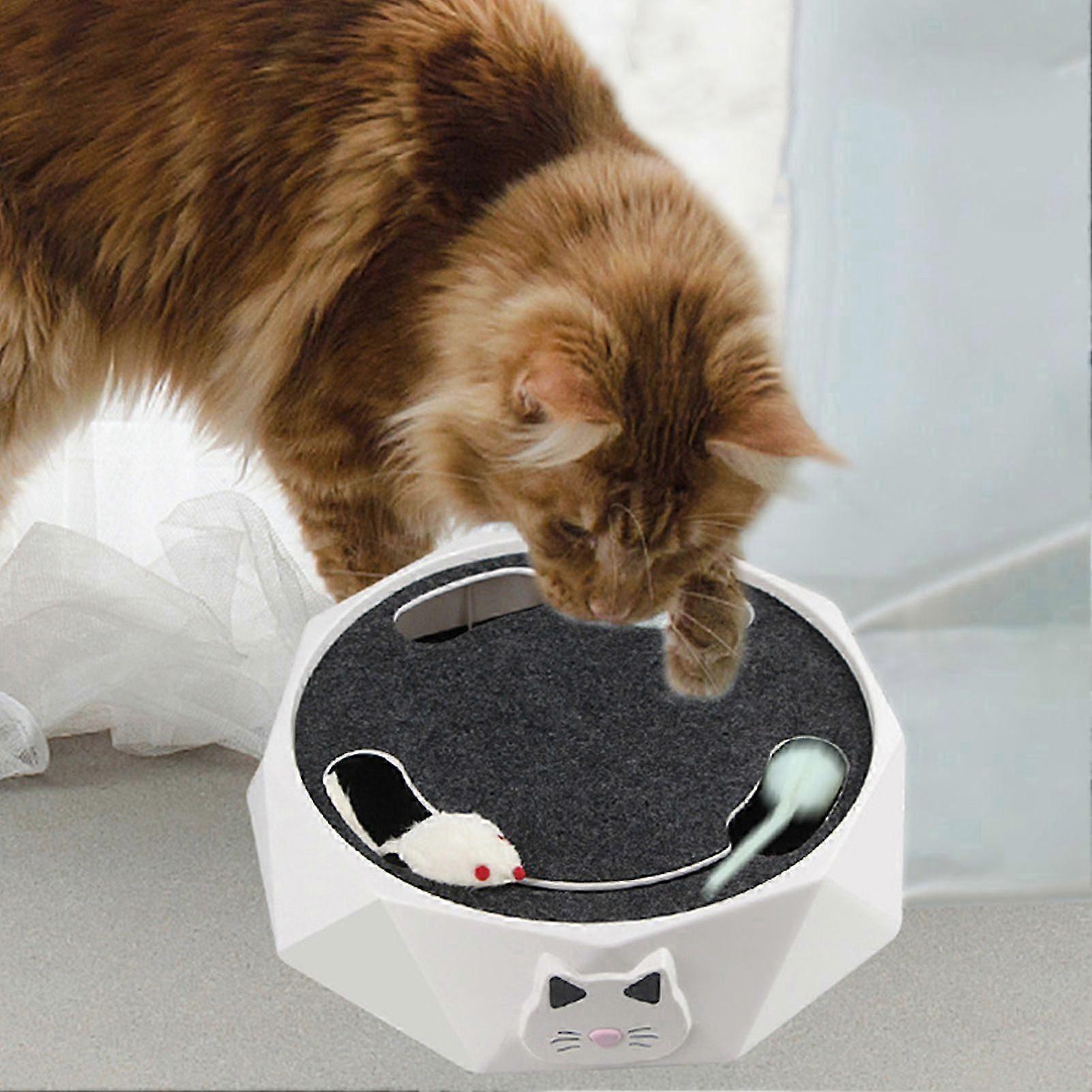 SCSYV Interactive Cat Turntable Electric 2 Speed Adjustable Automatic Puzzle Catch Mouse Play Cat Toy for Pet Supplies