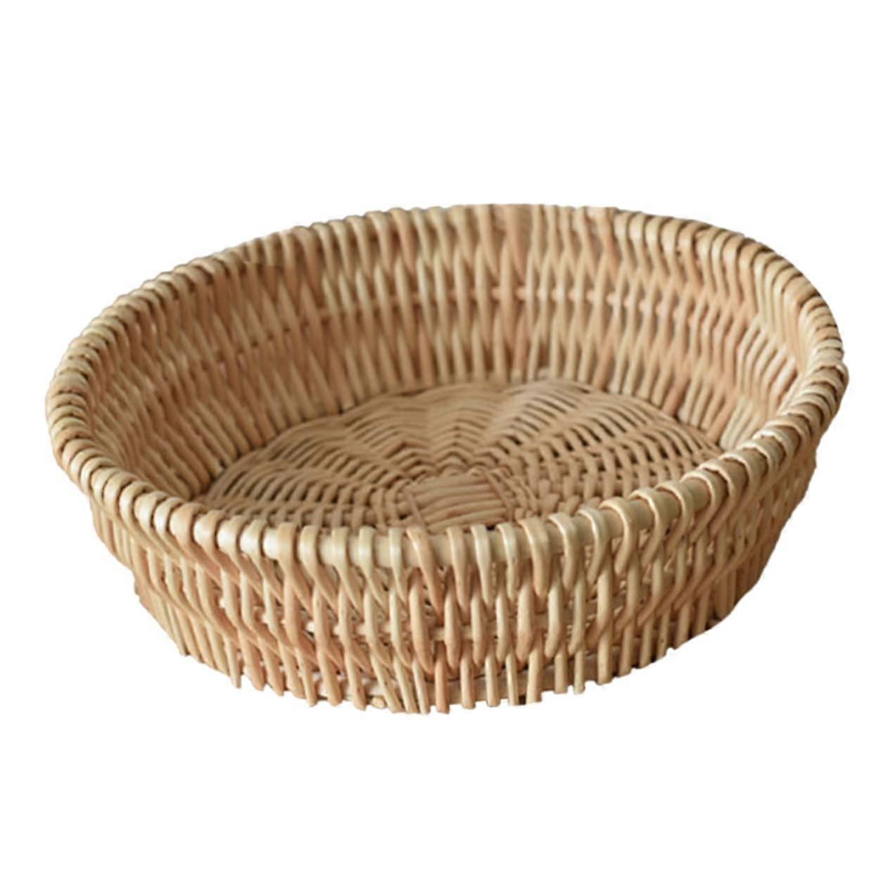 Desktop Storage Basket with Decorative Plastic Wicker Design for Fruit and MultiPurpose Organization