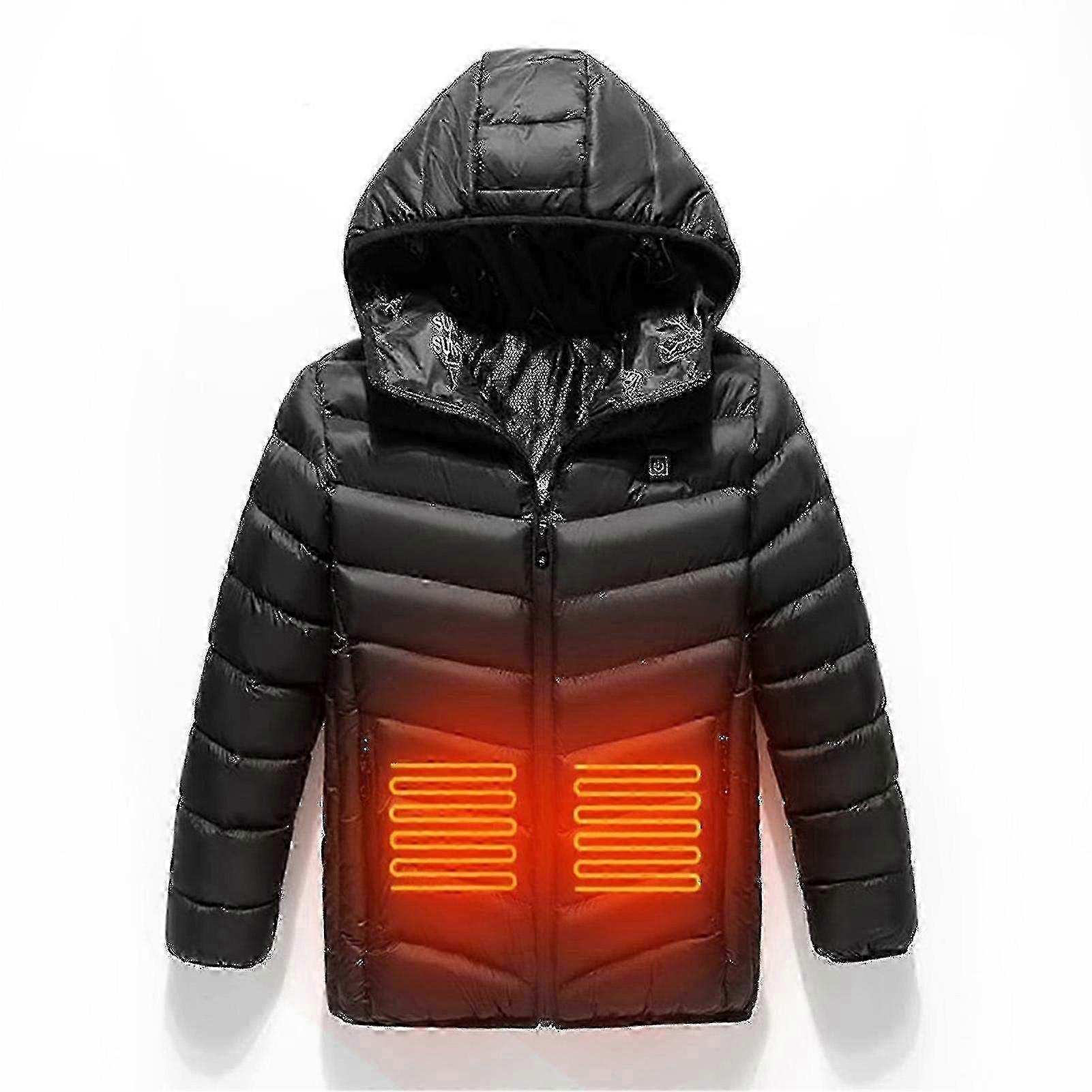 Kids Heated Jacket With Hood Waterproof And Windproof Suitable For Riding Biking Pk_w