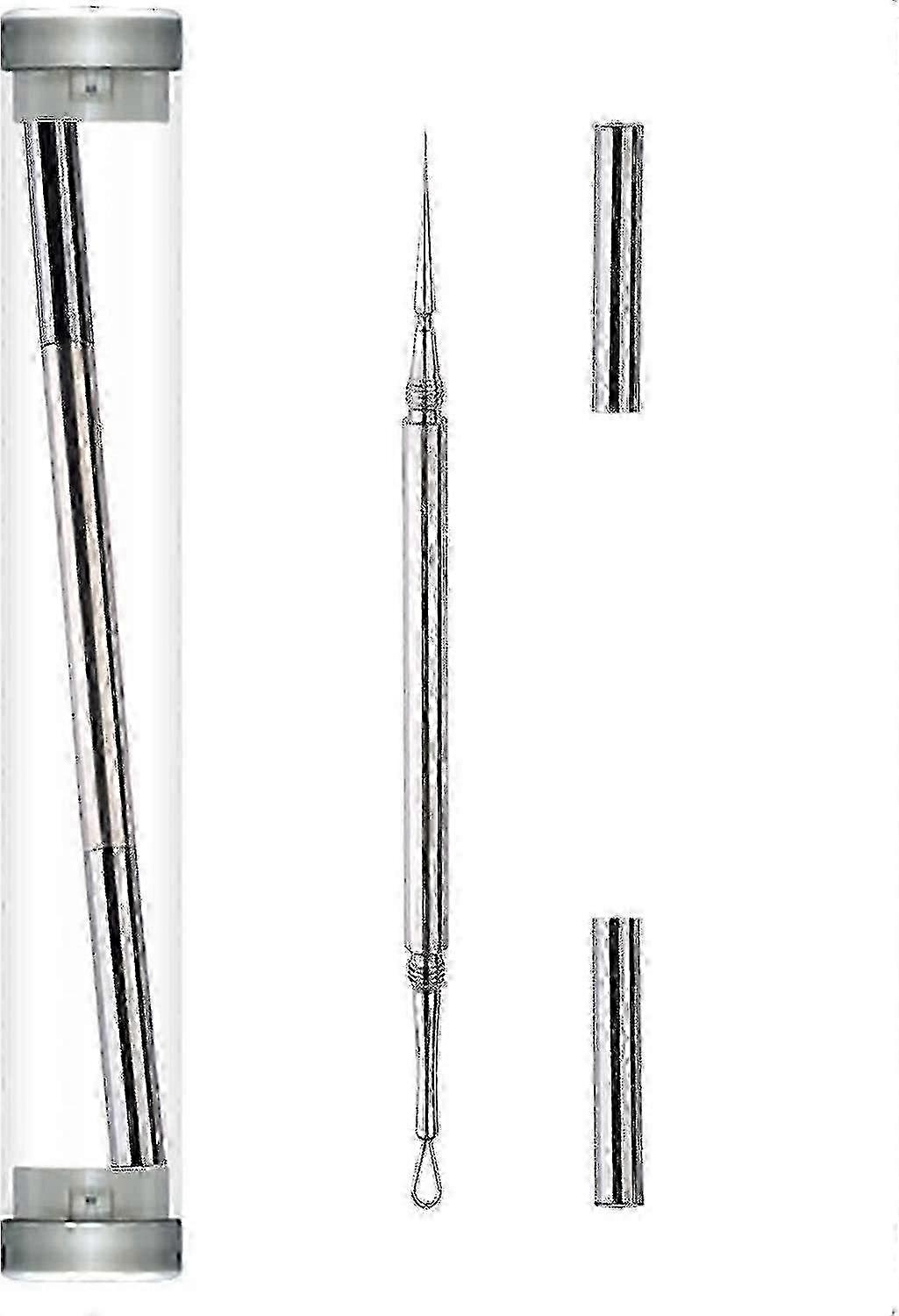 Professional Facial Milia Removal And Whitehead Extractor & Lancet - Double Ended Circle Loop & Sharp Needle Pimple Tool - 2-in-1 Blackhead & Blemish