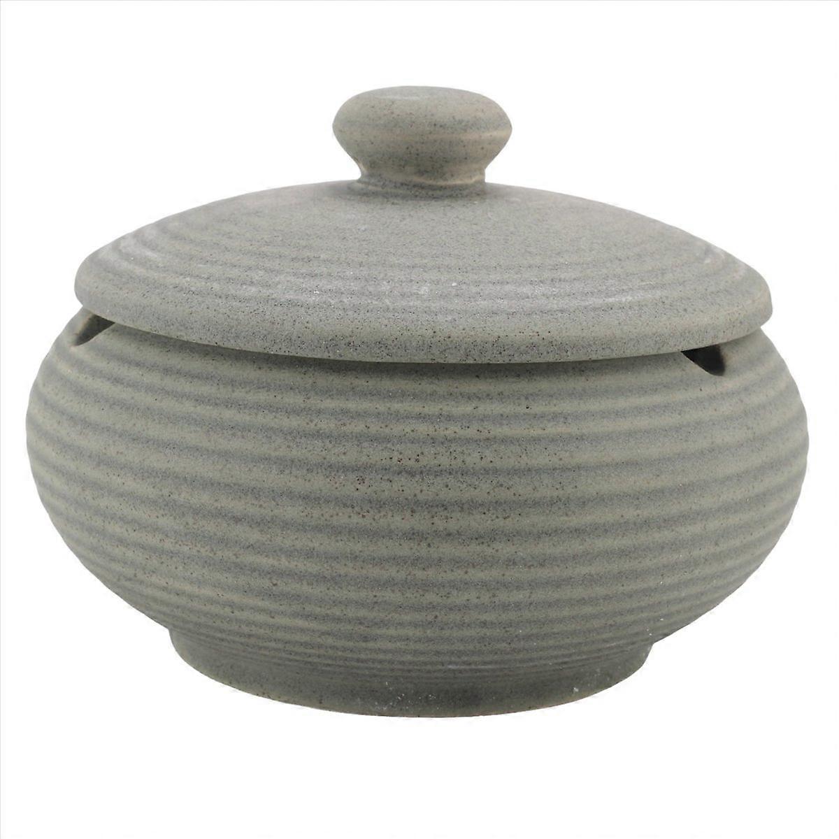 Ceramic Ashtray with Windproof Lid for Indoor Outdoor -Light Blue