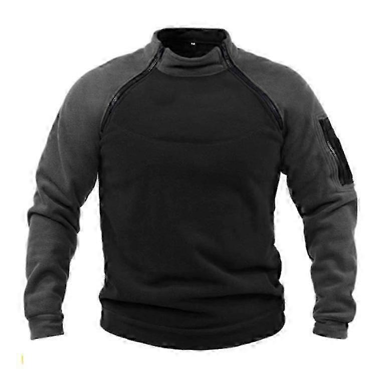 Breathable Tactical Sweater for Men, Stand-up Collar Outdoor Top for Spring, Solid Color Design