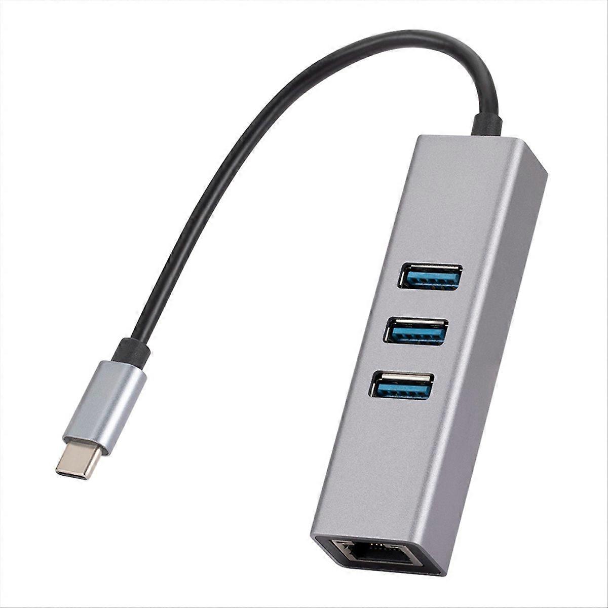 1000Mbps Ethernet Adapter Type-C to RJ45 4 In1 Hub 3 Ports USB3.0 5Gbps OTG Splitter LAN Network Card for Laptops PC