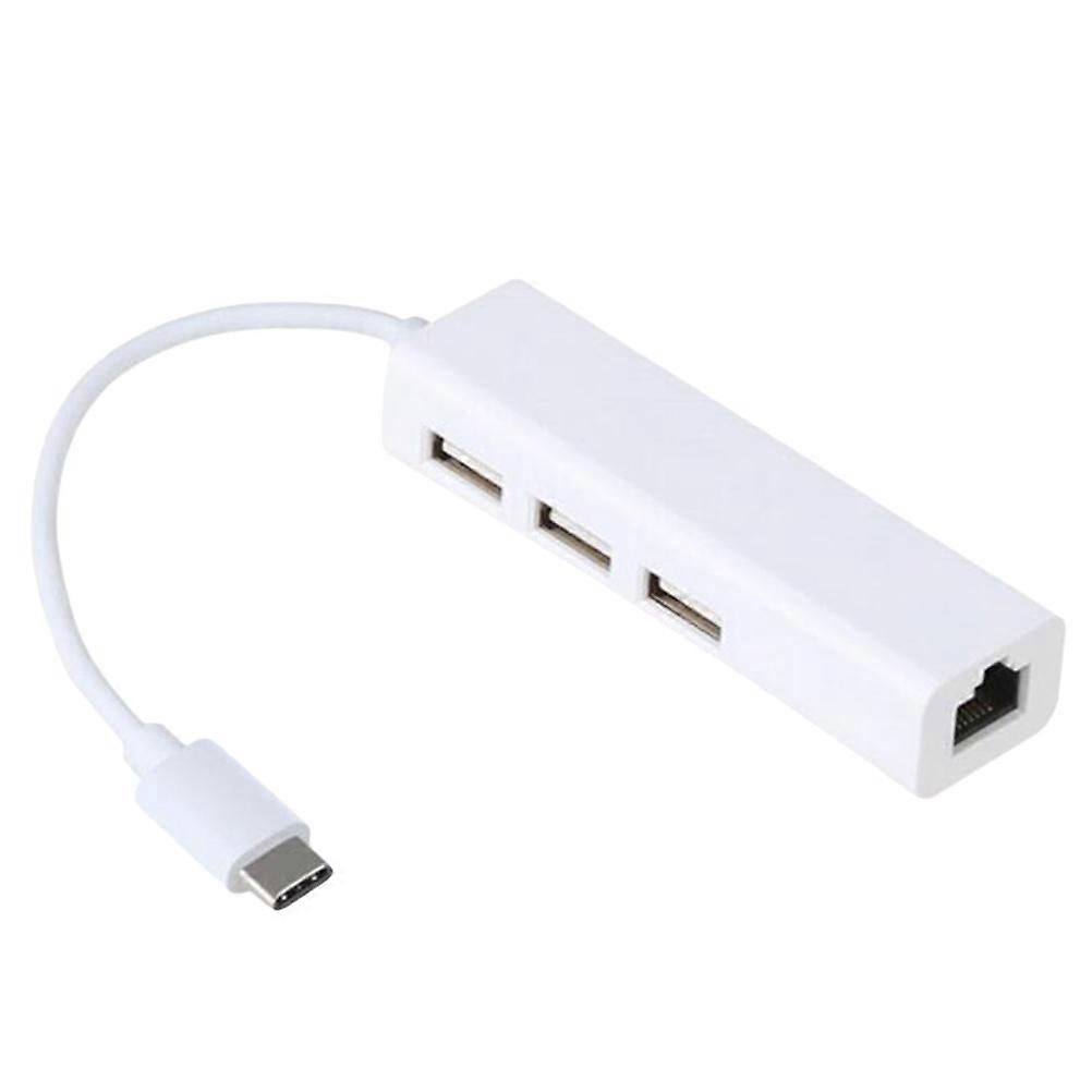 USB C Hub Rj45 Lan Adapter for Data Transfer with 3 USB 2.0 Hub 3Pcs