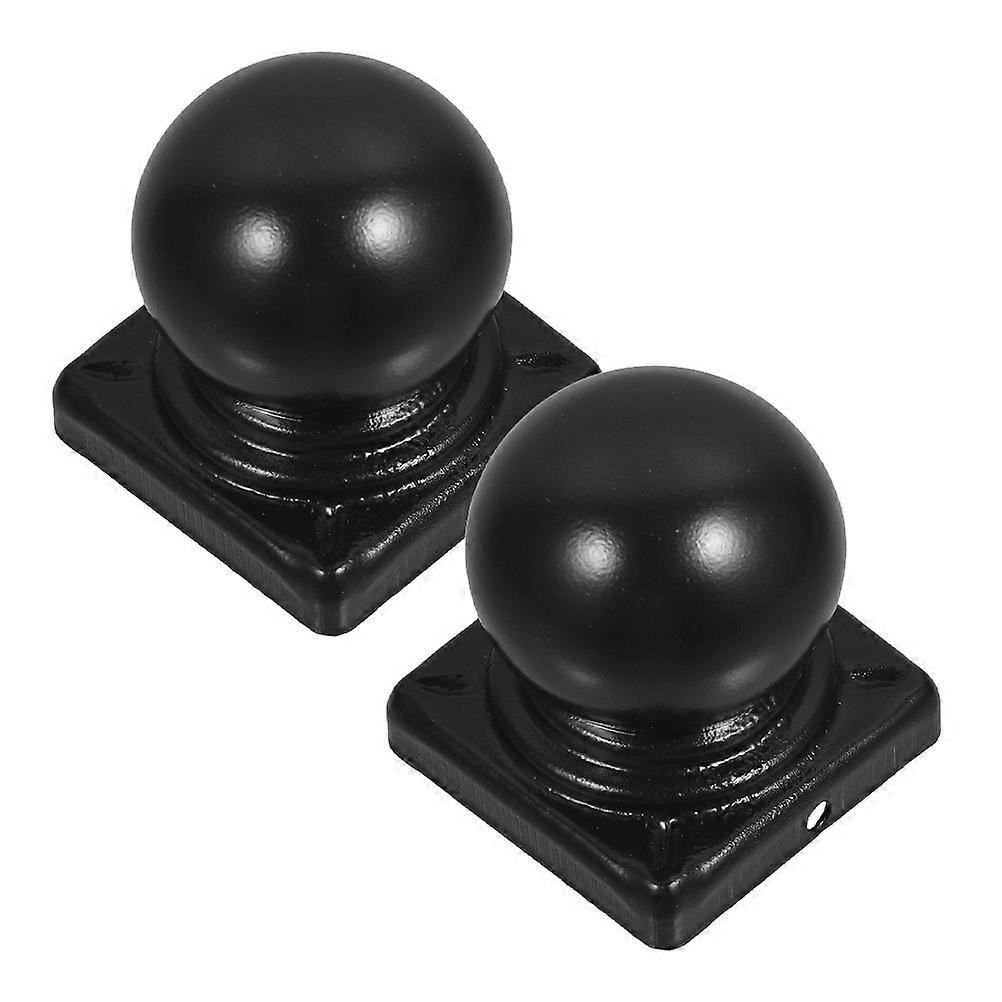 2Pcs Black Iron Caps Offering Round Decorative Finials