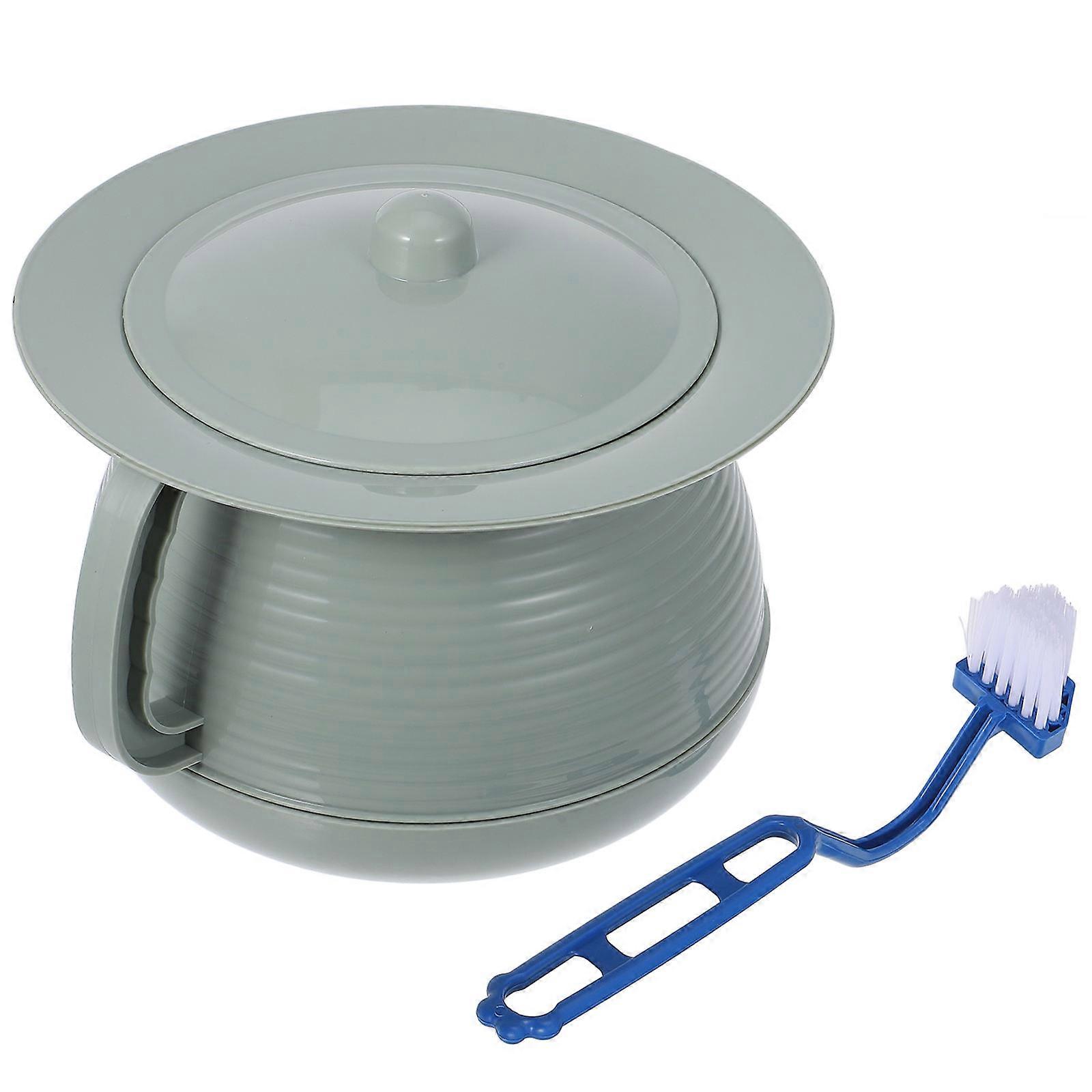 Chamber Pot Lightweight Urine Pot for Storage Use 1Set with Handle and Brush