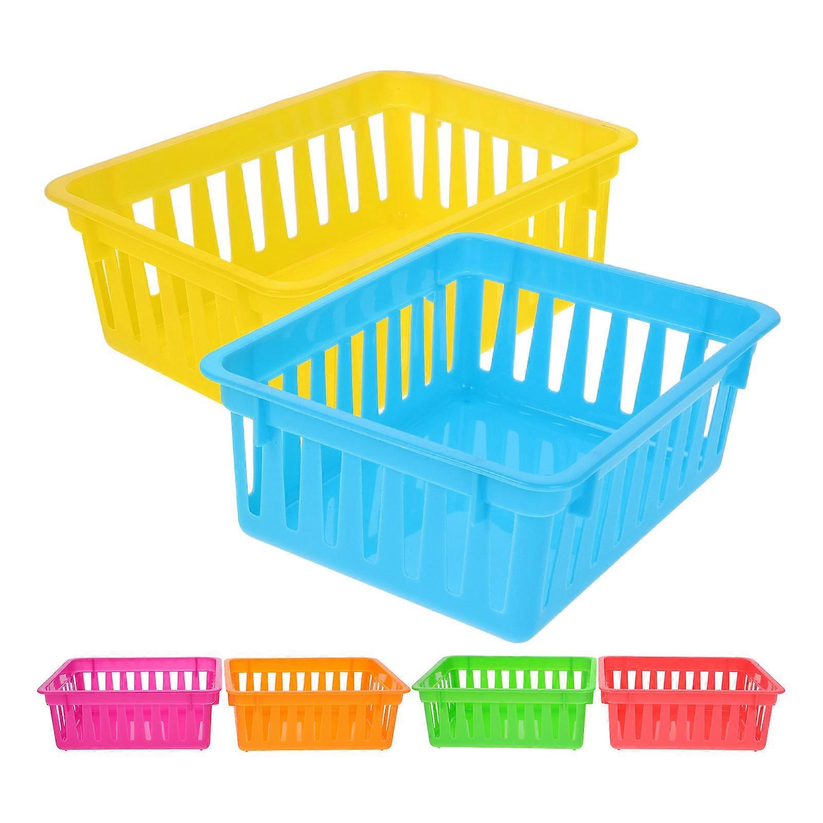 Assorted Color Small Plastic Pencil Baskets for Classroom Utility Storage 6Pcs