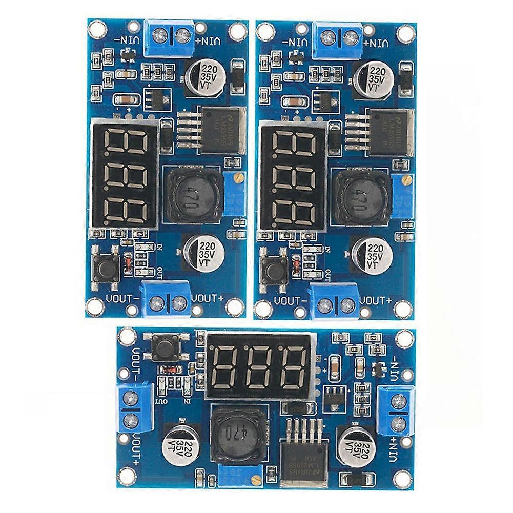 3Pcs LM2596 DC-DC Voltage Adjustable Step-Down Converter Voltage Regulator LED Display Voltmeter 4.0-40V to 1.25-37V