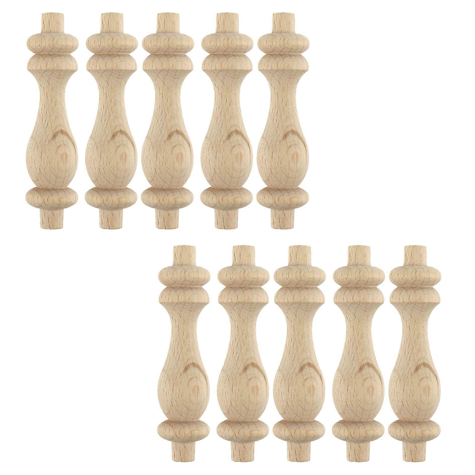 10PCS Solid Oak Wooden Spindles 3' Unfinished Wood Balusters for Furniture, Crafts and Railings