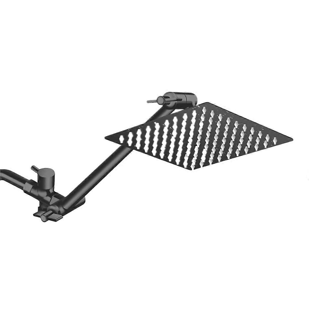 Pressure Rain Shower Head Combo 10 Inch Black with Handheld and Adjustable Extension Arm