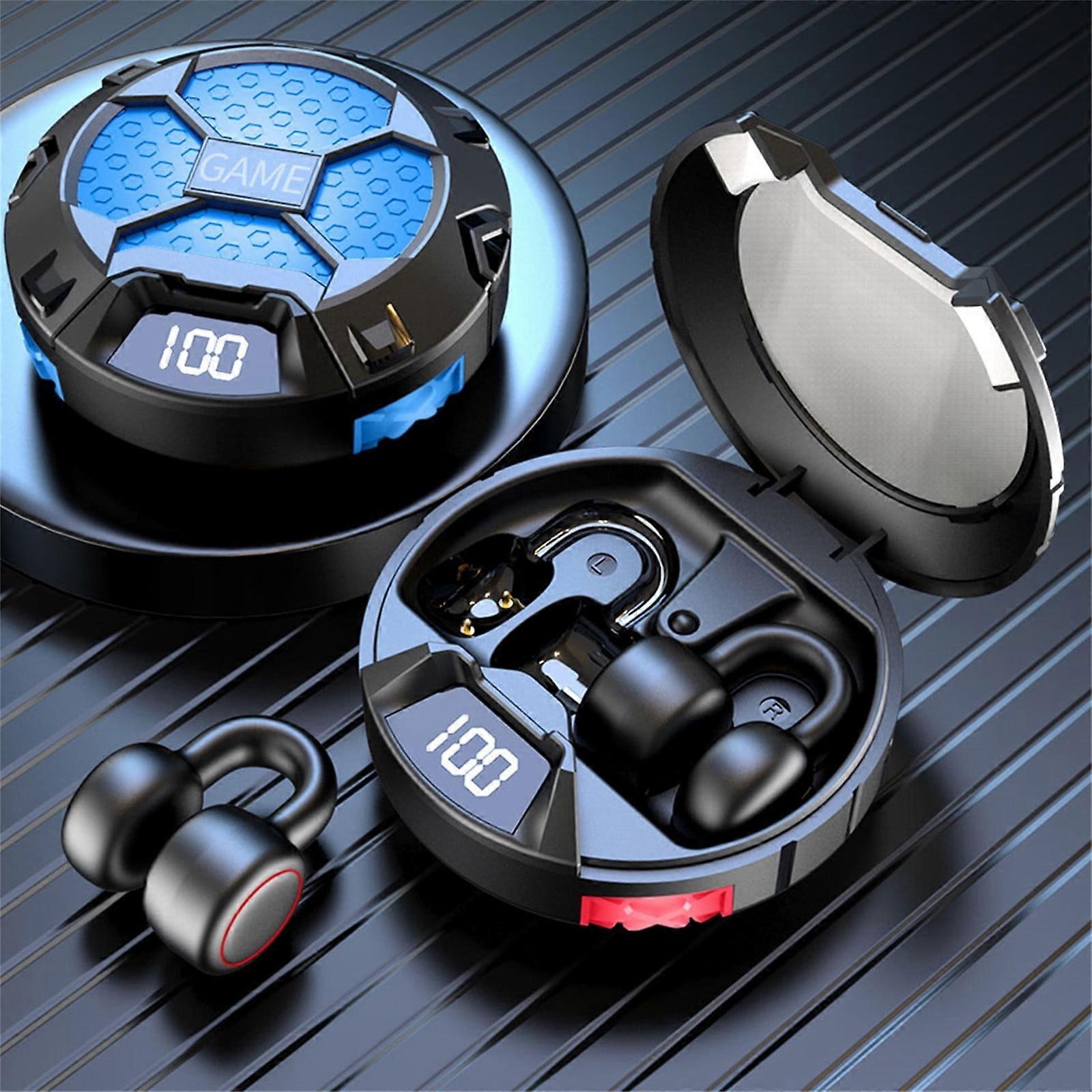 Avtoify ANC Bone-Conduction Wireless Headphones, TWS Bluetooth 5.0 Hi-Fi, LED Display, Touch Control, Black