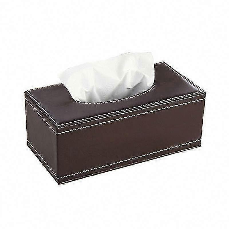 Black Pu Leather Rectangular Tissue Box With Lid - Large Napkin Holder