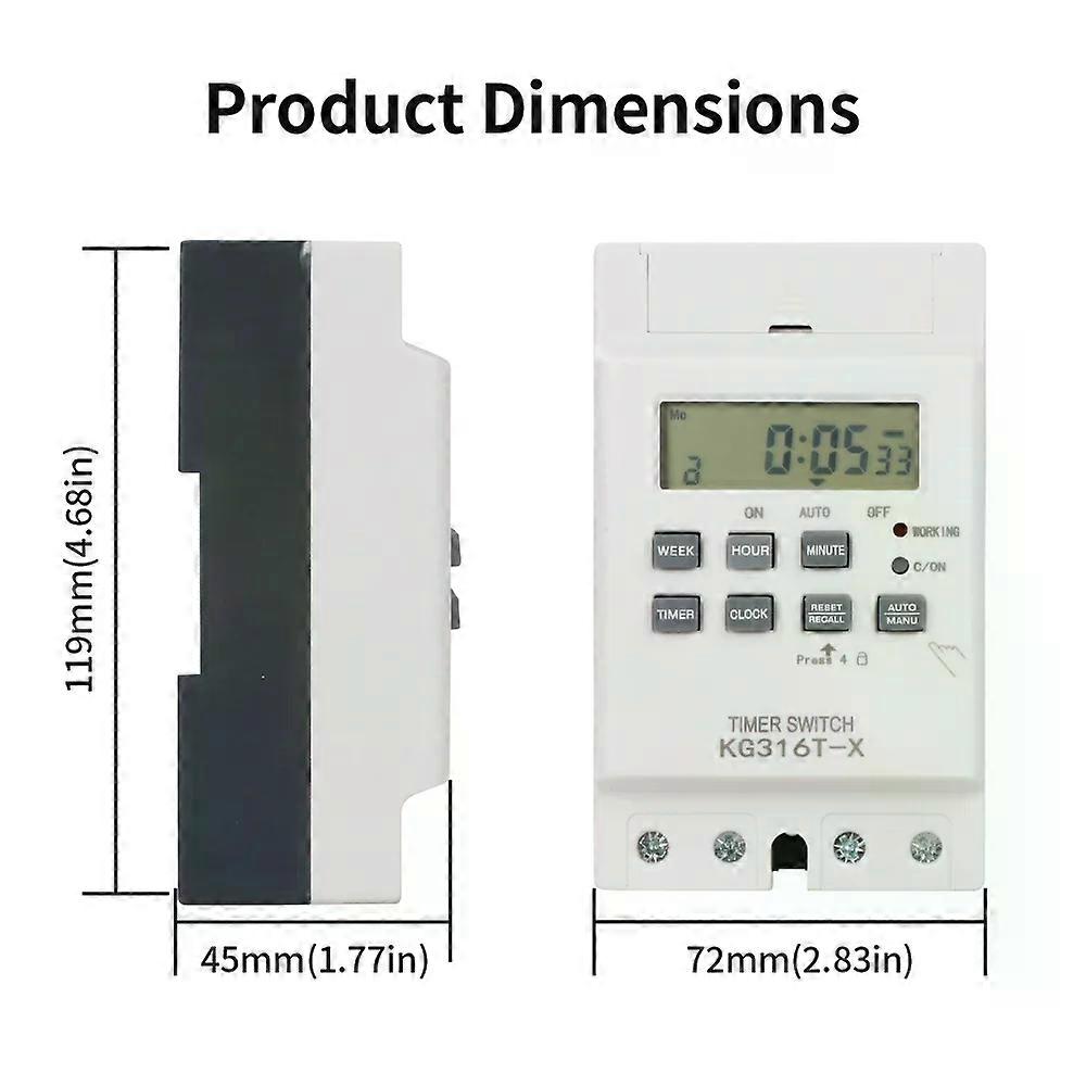 TNCE 220V 30A Din Rail 32 Groups or Week Programmable Digital Time Switch Relay Timer Control Big Power Time Controller