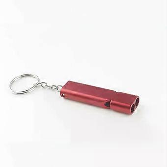 Flat Aluminum Alloy Dual Frequency Survival Whistle Double Tube Outdoor Survival Whistle Equipment Equipped Tool