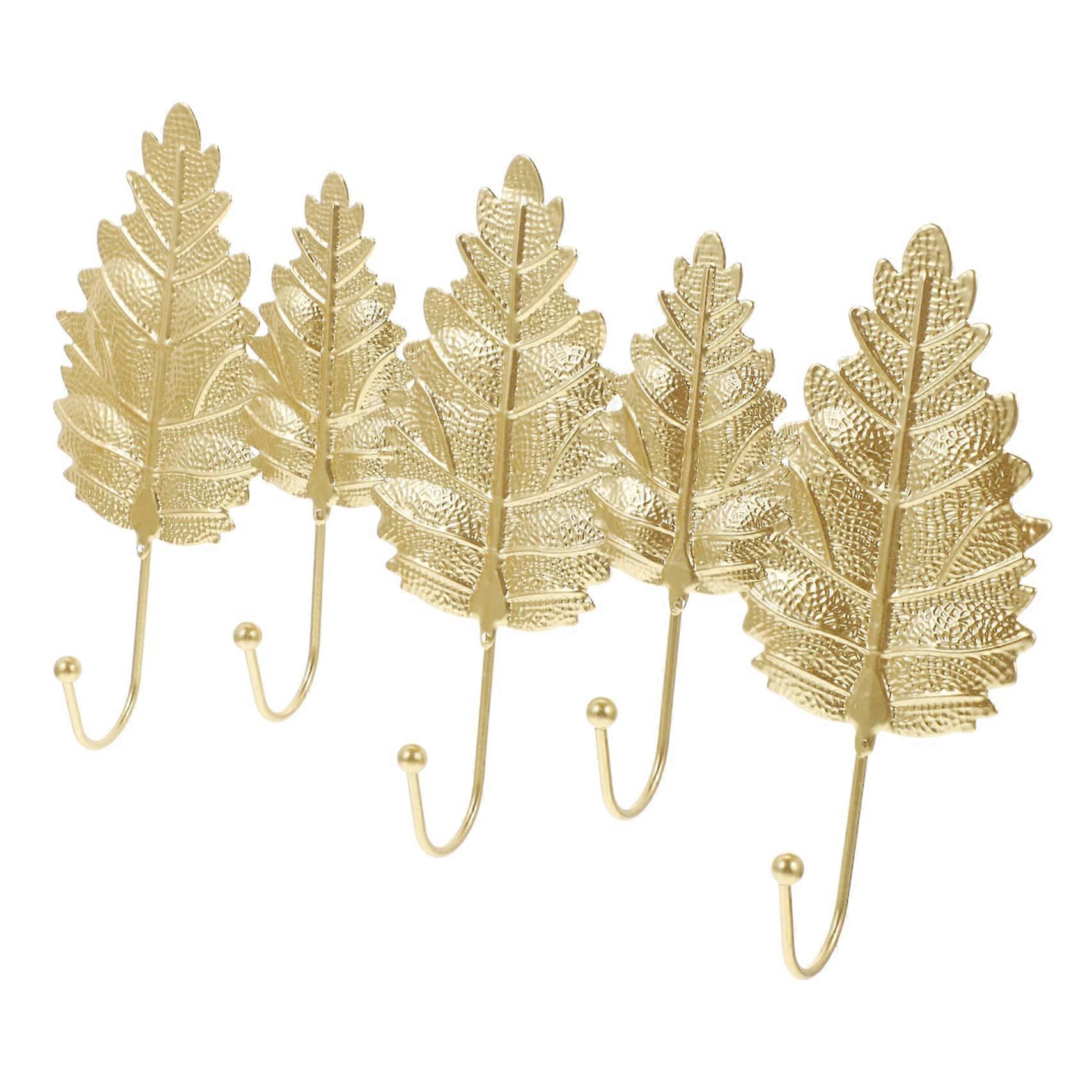 Retro Gold Wall Mounted Coat Rack with Heavy Duty Four Leaf Hooks for Jackets Hats and Bags