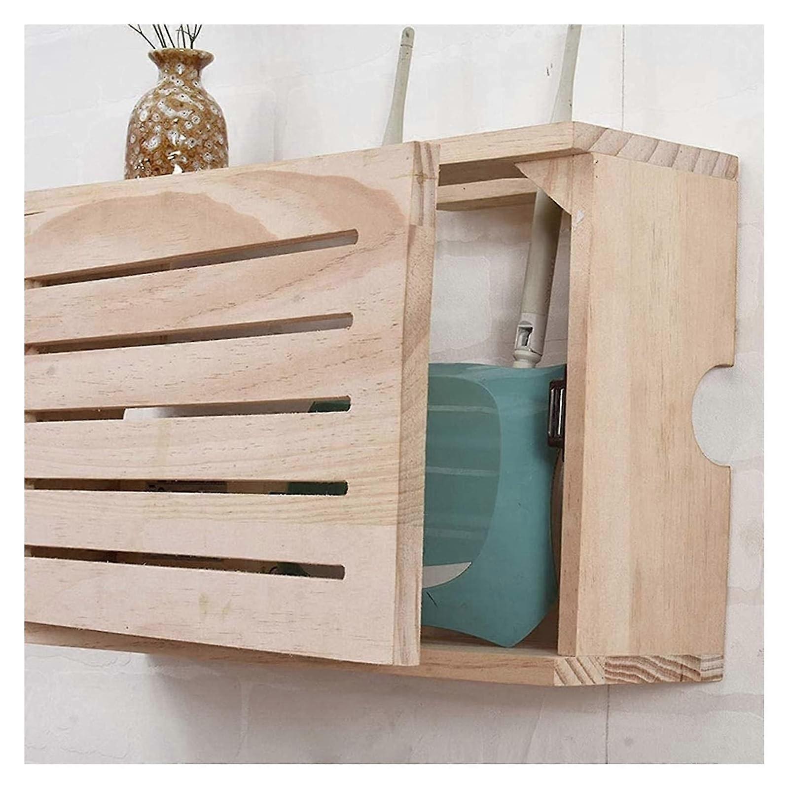 WiFi Router Storage Box Wall Mounted Shelf with Cable Management and Ventilated Design 42cm