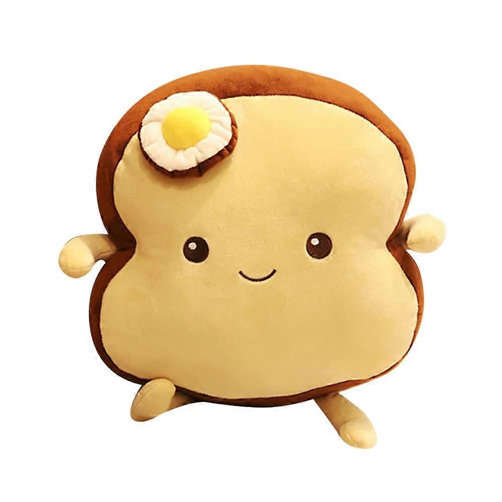 Plush Bread Pillow Cartoon Toast Cushion with Cute Facial Expression Soft Toy 25CM for Kids and Adults
