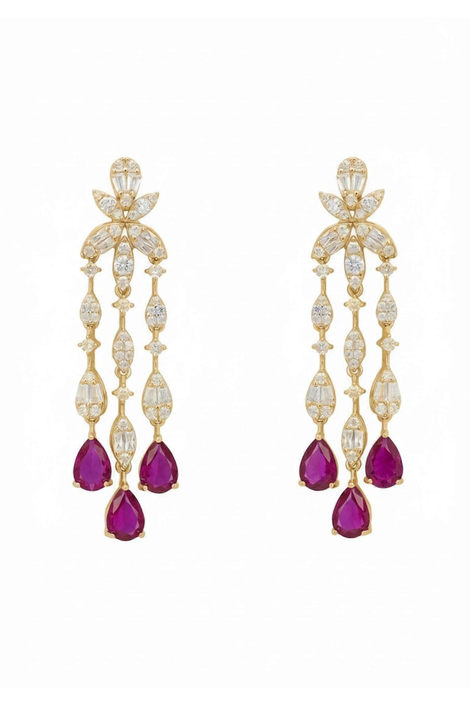 Duchess Ruby Drop Earrings Gold