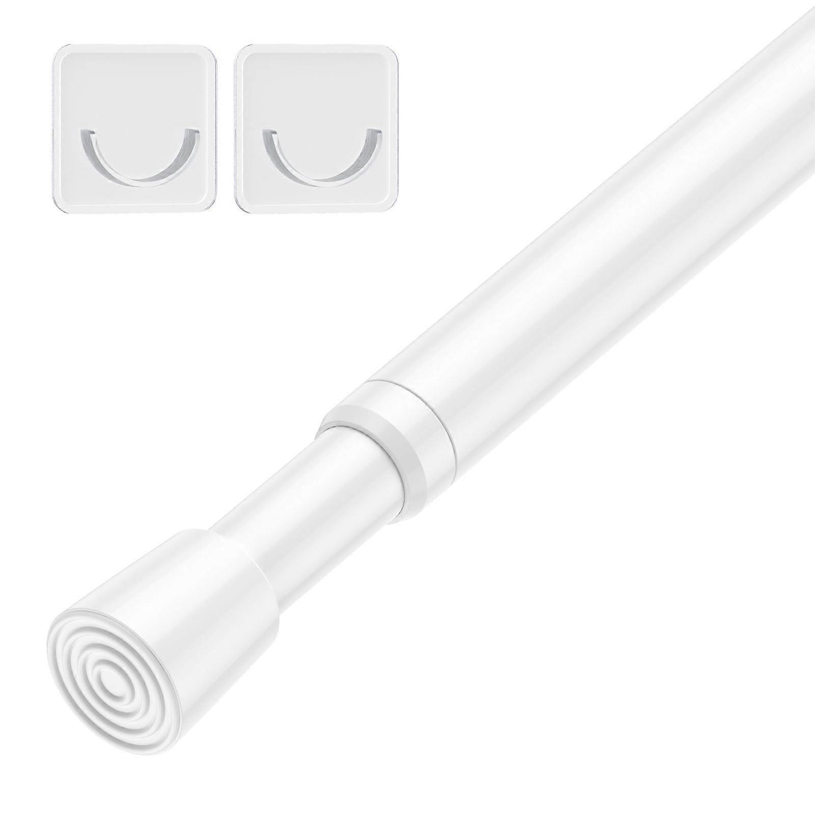 Tension Curtain Rod 2739 Inch Adjustable NoDrill Spring Load with Brackets for Window and Door White