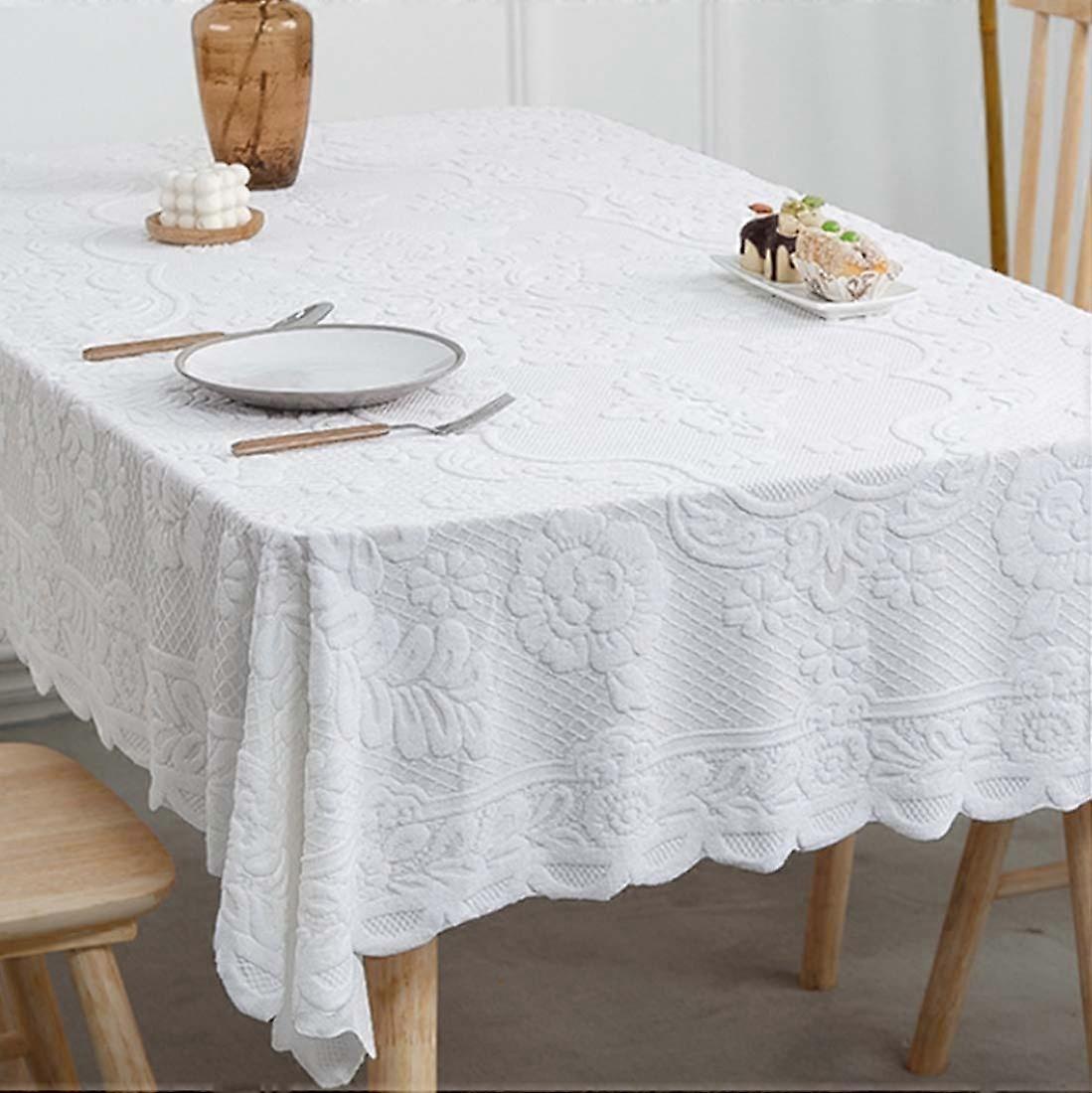 Retro lace tablecloth, simple cafe tablecloth, decorative background fabric, rectangular fabric, white, 140*200 cm-20141