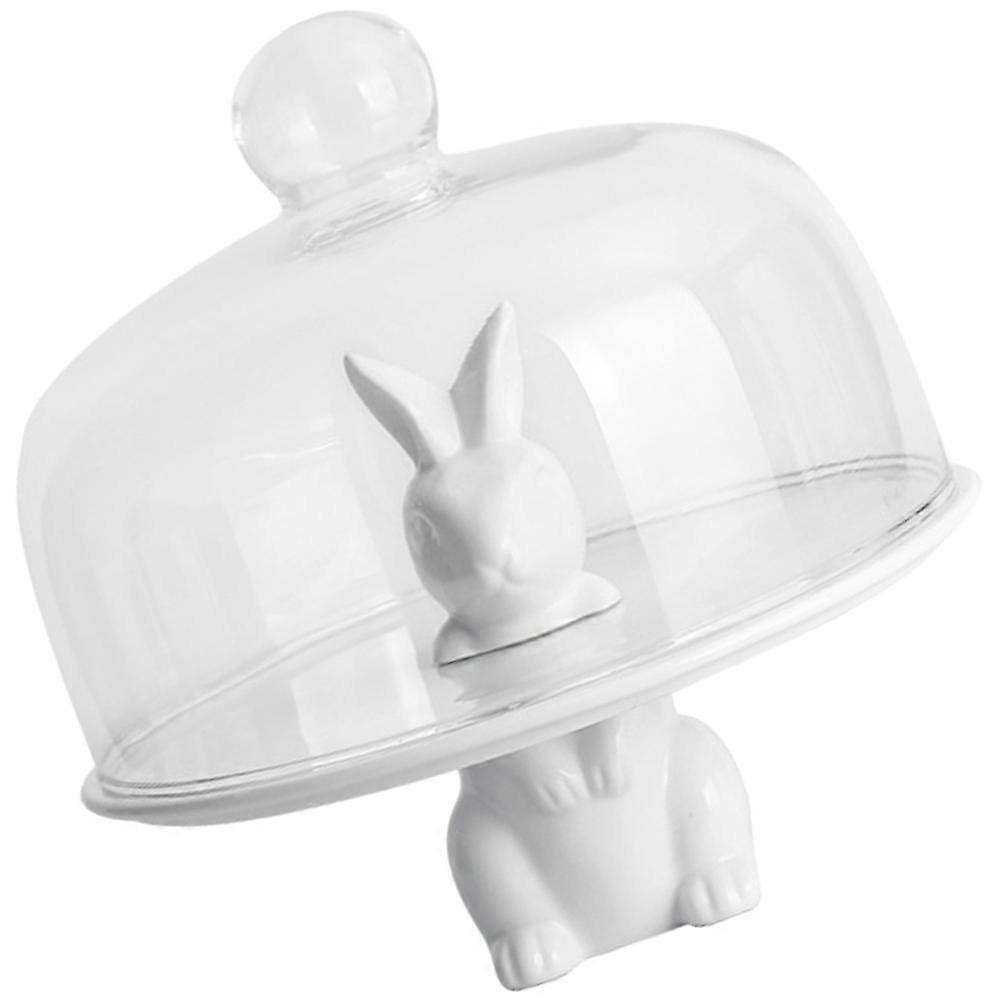 Rabbit Cake Tray Ceramic Cake Tray with Dome for Storage 1Set