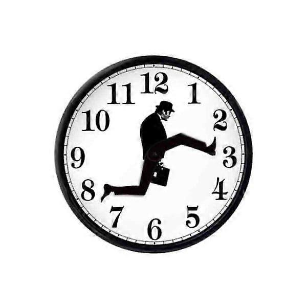 Creative silent walking wall clock, inspired by a comical walking pattern, perfect for home dcor (black).