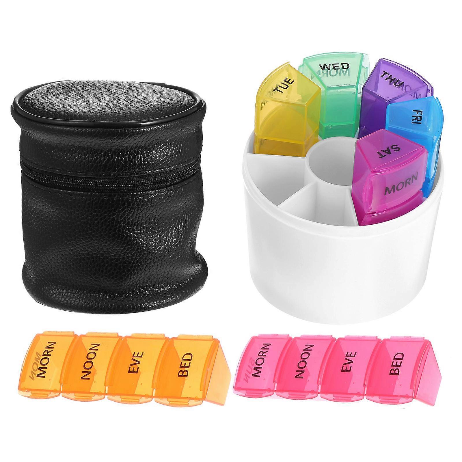 Weekly Pill Box Portable Case with 28 Compartments for Storage 2Pcs