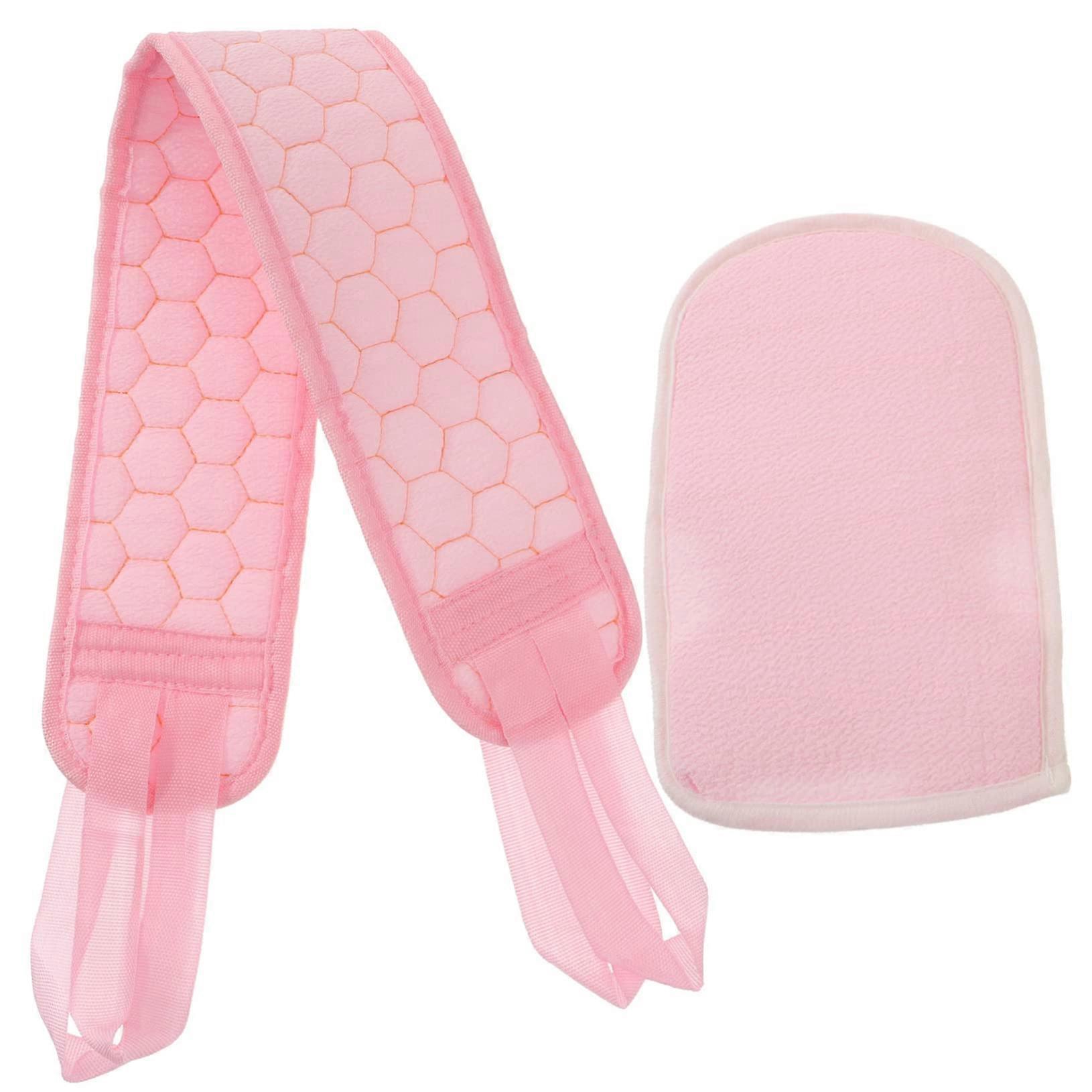Bath Shower Exfoliating Set with Back Scrubber Bath Gloves for Full Back Coverage and Spa Feel