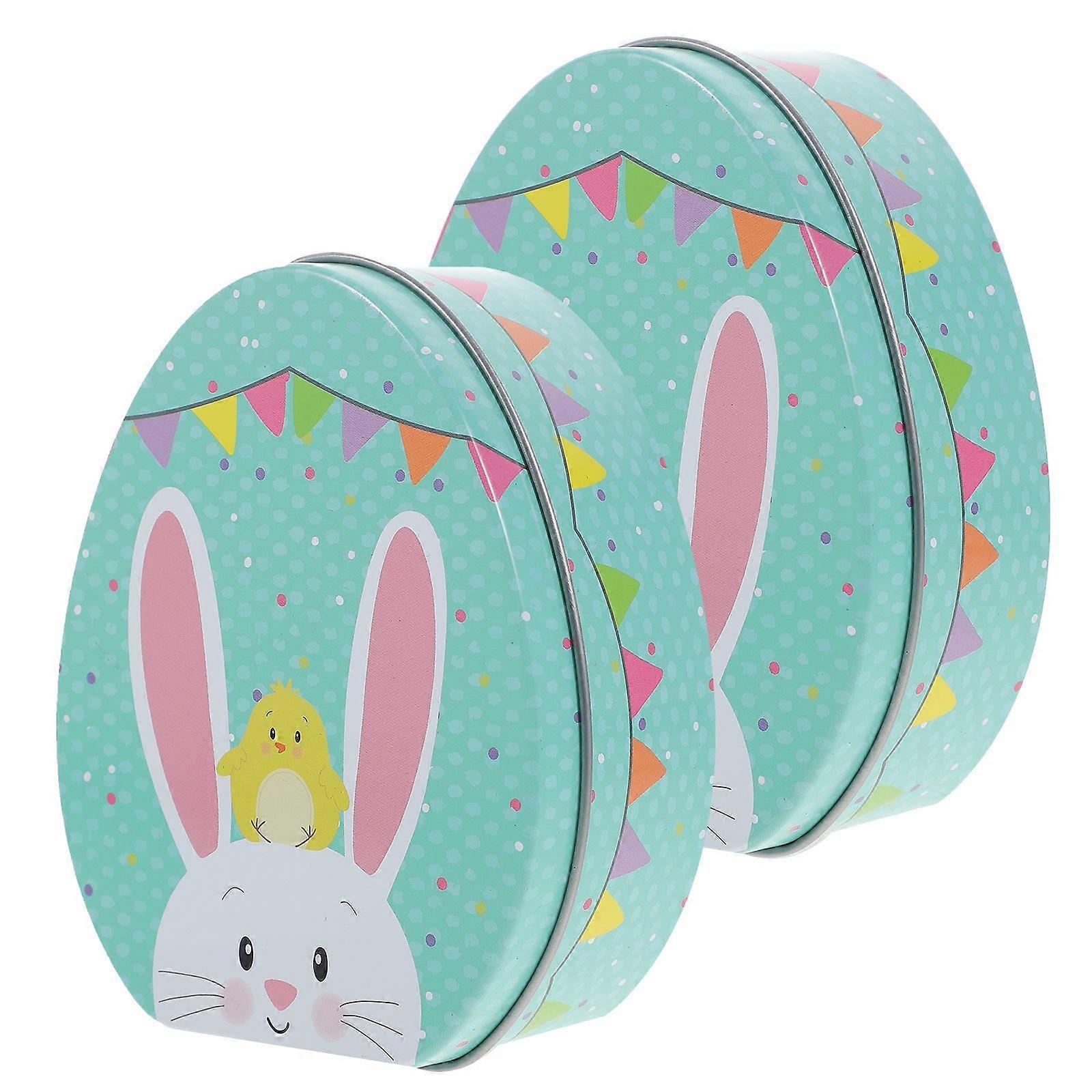 2pcs Easter Tinplate Candy Boxes Candy Container Cookie Storage Case Easter Candy Case