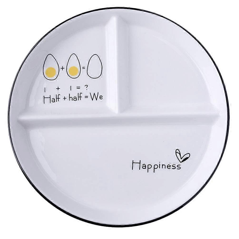Ceramic Portion Control Plate with ThreeSection Layout, Dishwasher Safe Divided Dinner Plate, Random Pattern