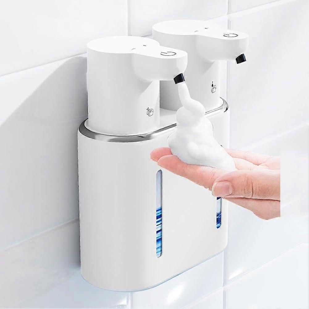 Automatic DualHead Touchless Foam Soap Dispenser 800ML Smart Sensor Wall Mounted White