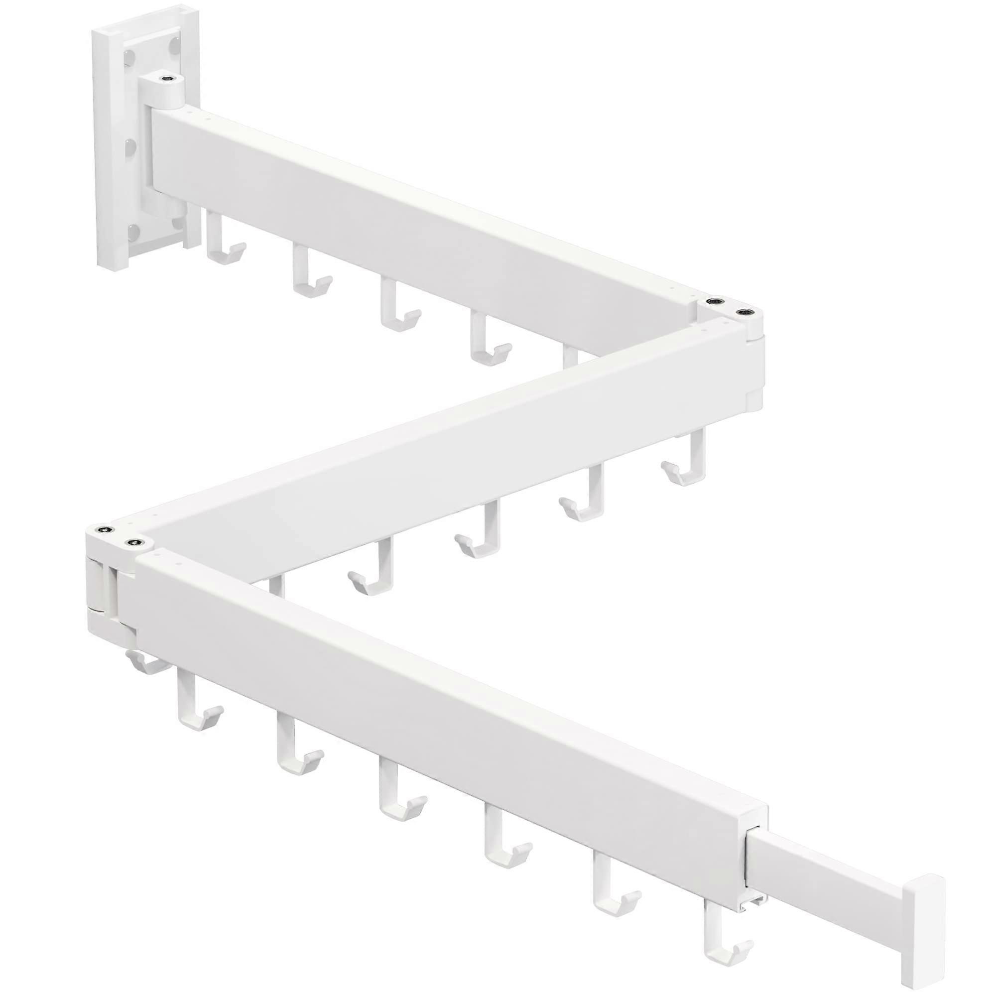 Foldable Wall Mounted Clothes Drying Rack, Heavy Duty 220 lbs Capacity, White Retractable Hanger