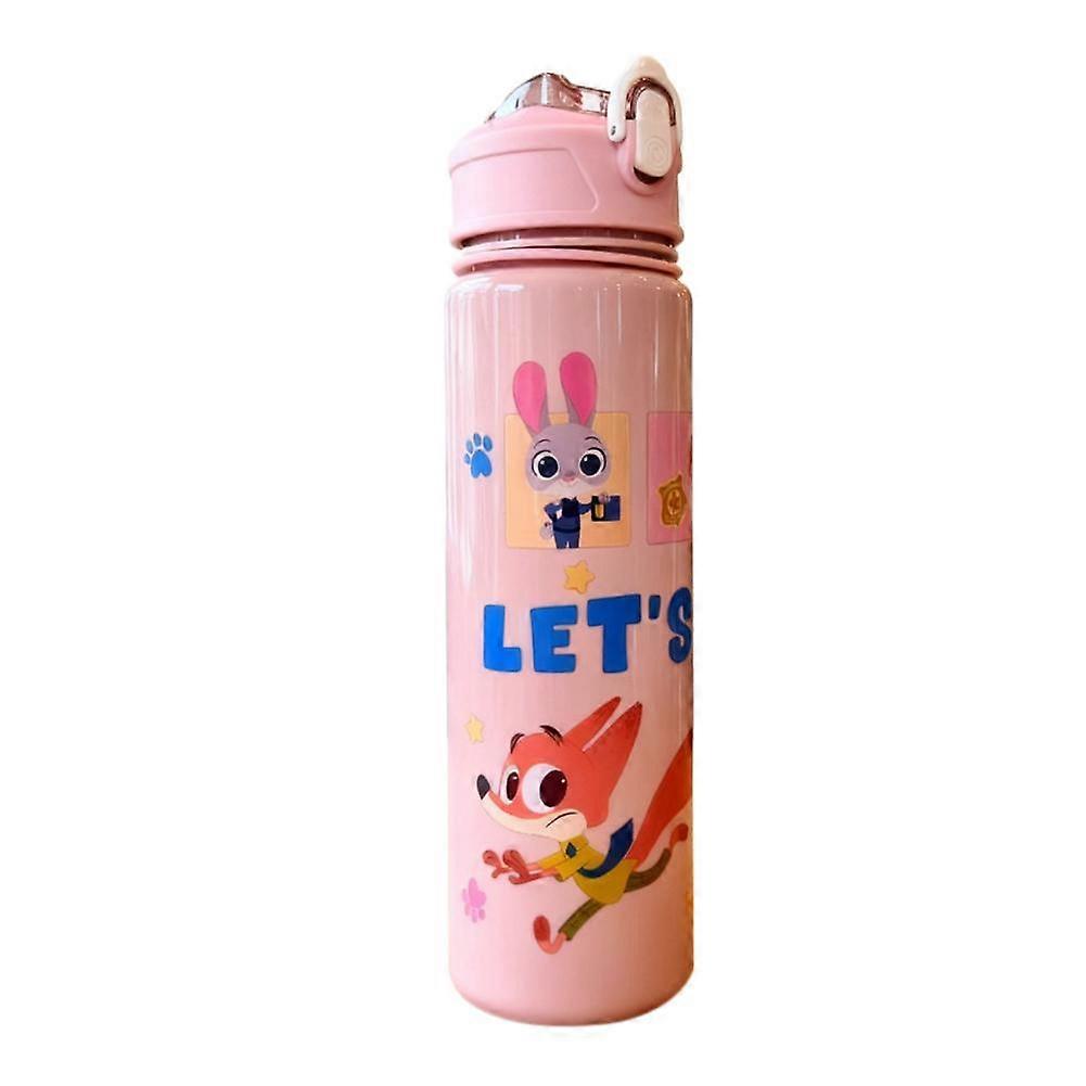 Zootopia Water Bottle with Straw and Strap for Student School Sports Gift