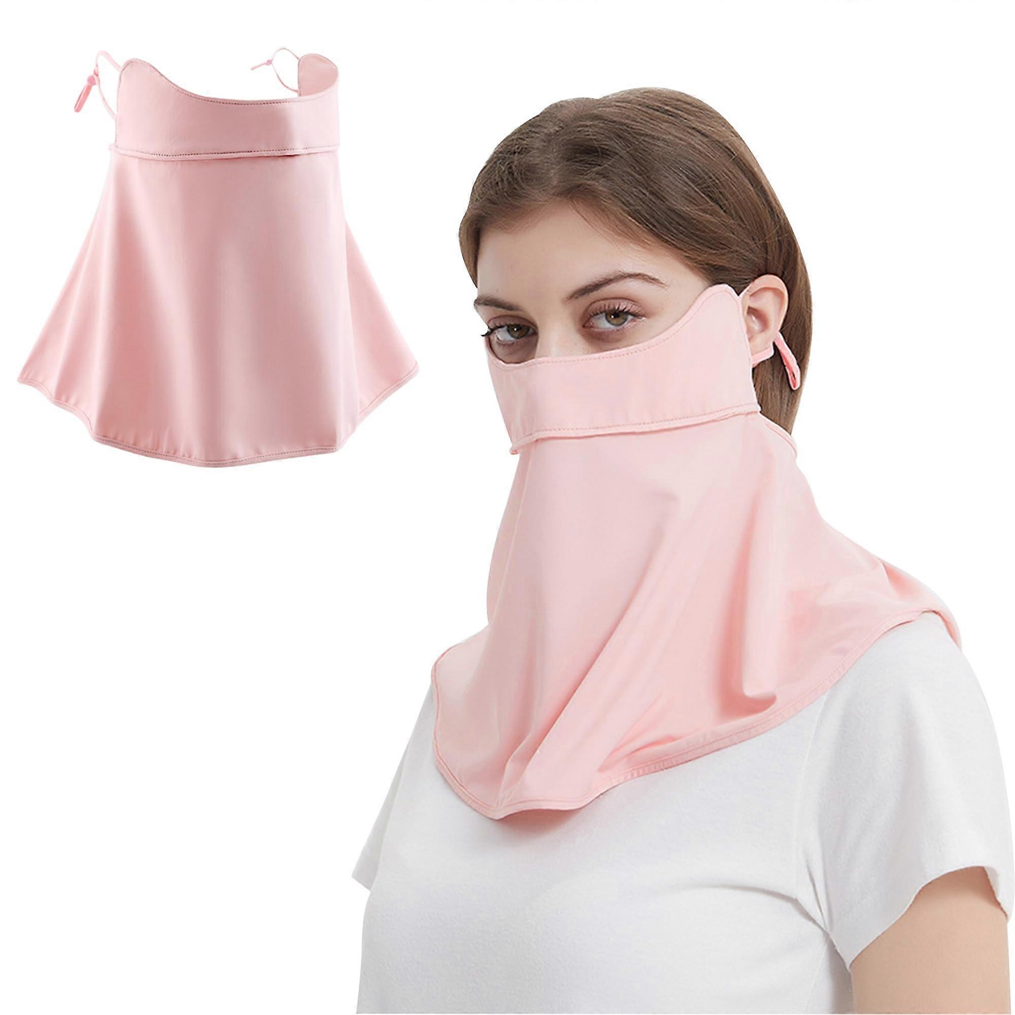 Pink Spandex UV Face Mask with Full Face Neck Coverage, Breathable QuickDry Sun Protection