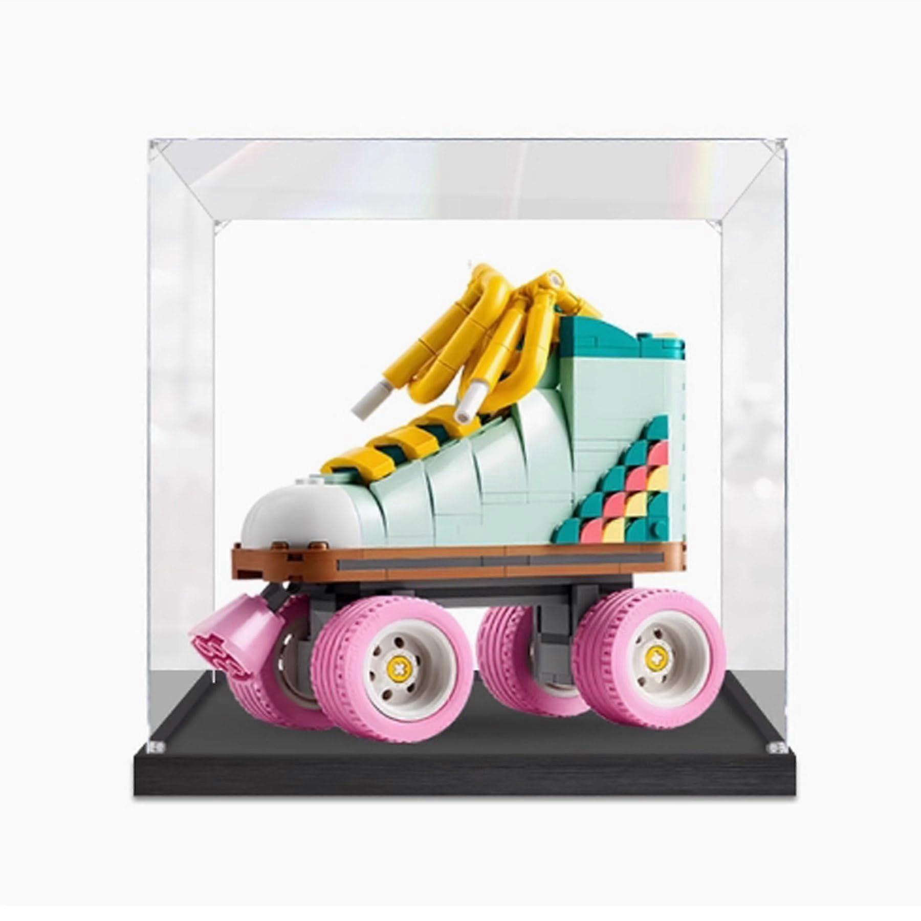 Dustproof Acrylic Display Case for  31148 Vintage Roller Skate Model with Black Base