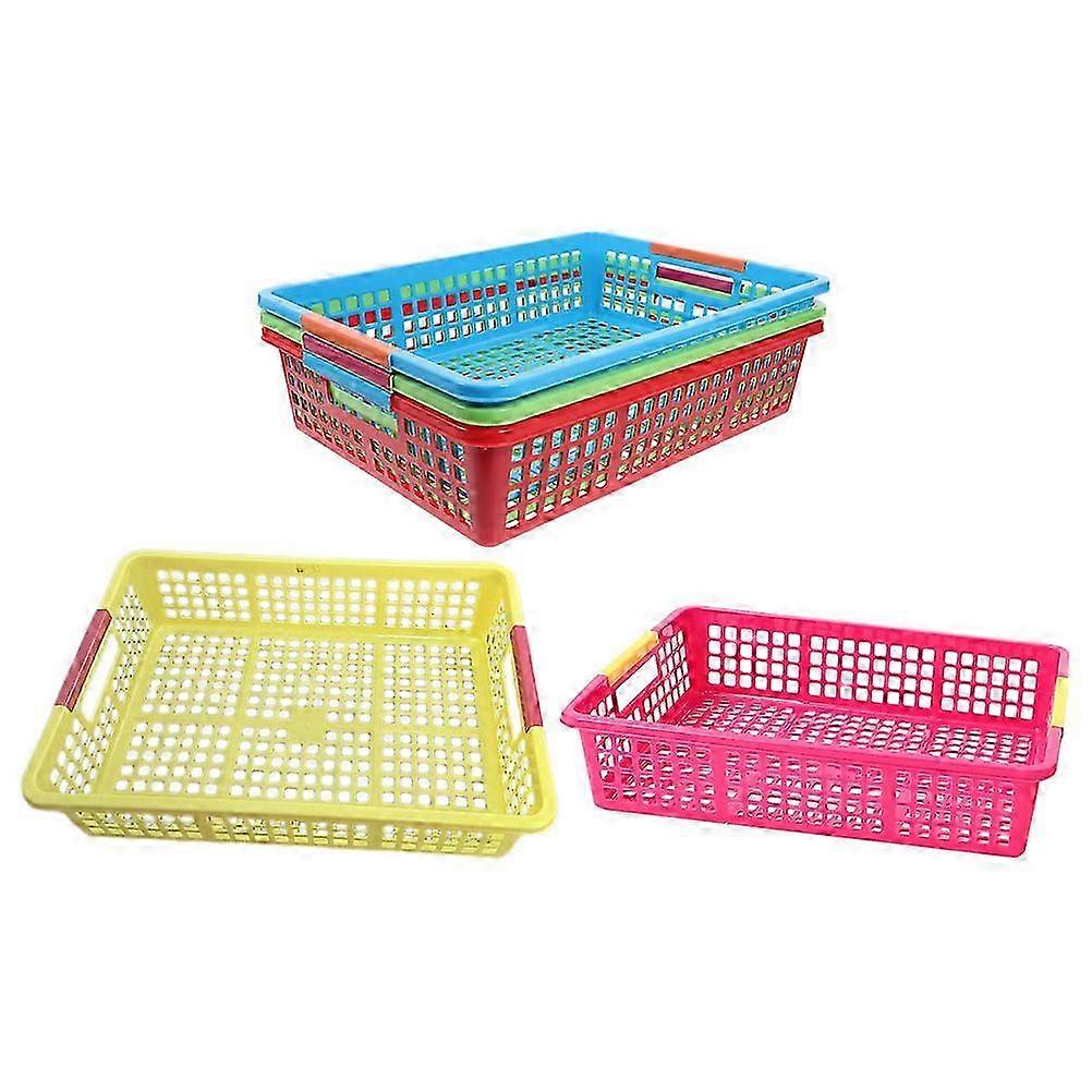 Stackable 5Pcs Plastic Baskets for Organizing A4 Files with Smooth Finish