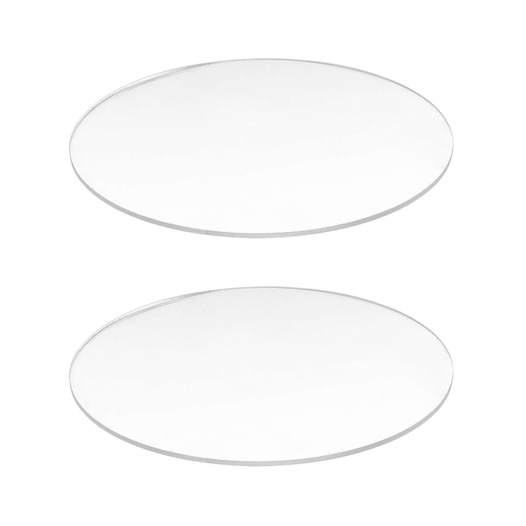 2X Transparent 3mm Thick Mirror Acrylic Round Disc Diameter:70mm