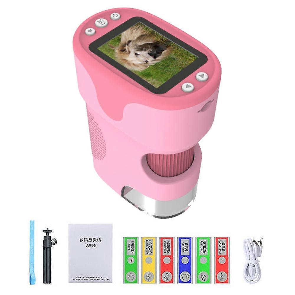 F2 2.0 inch IPS Children Microscope Camera Science Experiment Toy Monocular Microscope Support Video