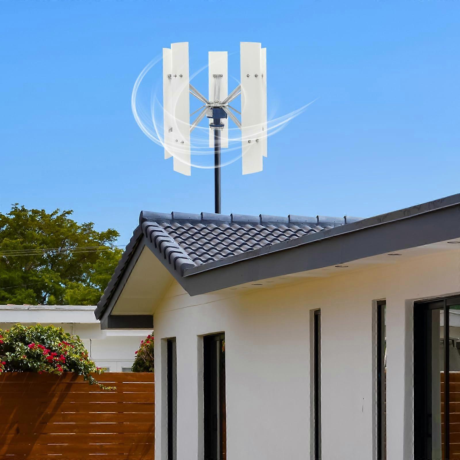 500W Vertical Axis Wind Turbine Generator with Controller, Quiet 5 Blade Design for Home Off Grid Power
