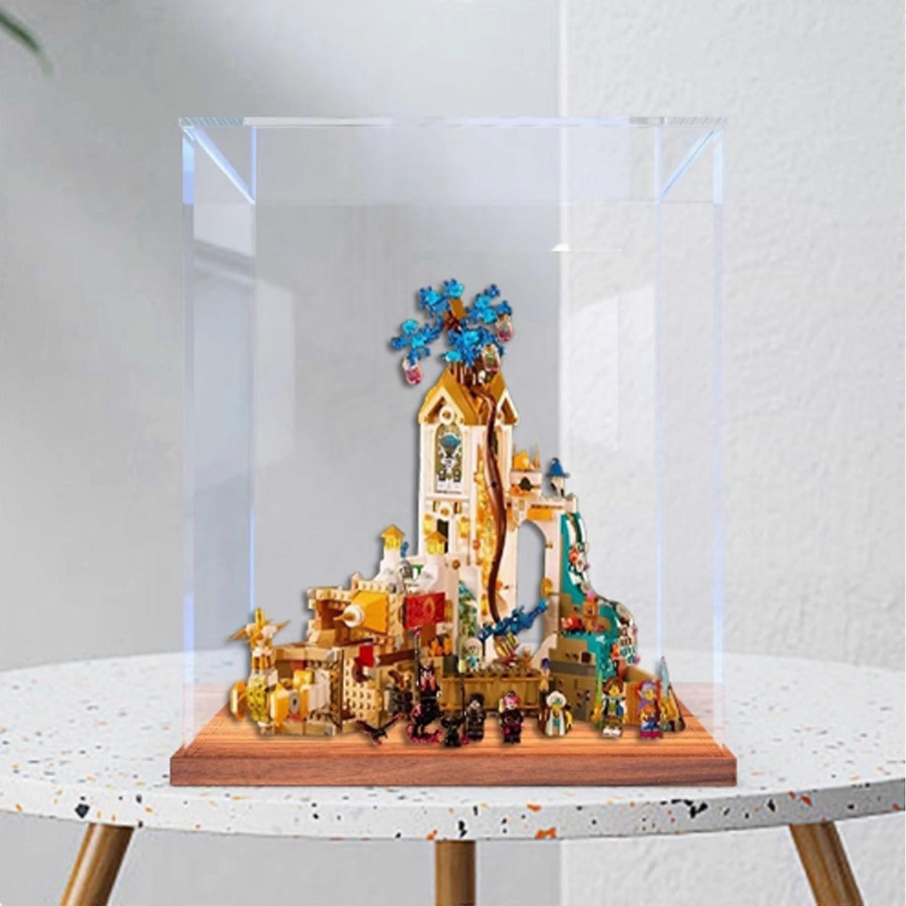 Acrylic Display Case for  71486 Castle Model, Dustproof Protection, Walnut,  Transparency