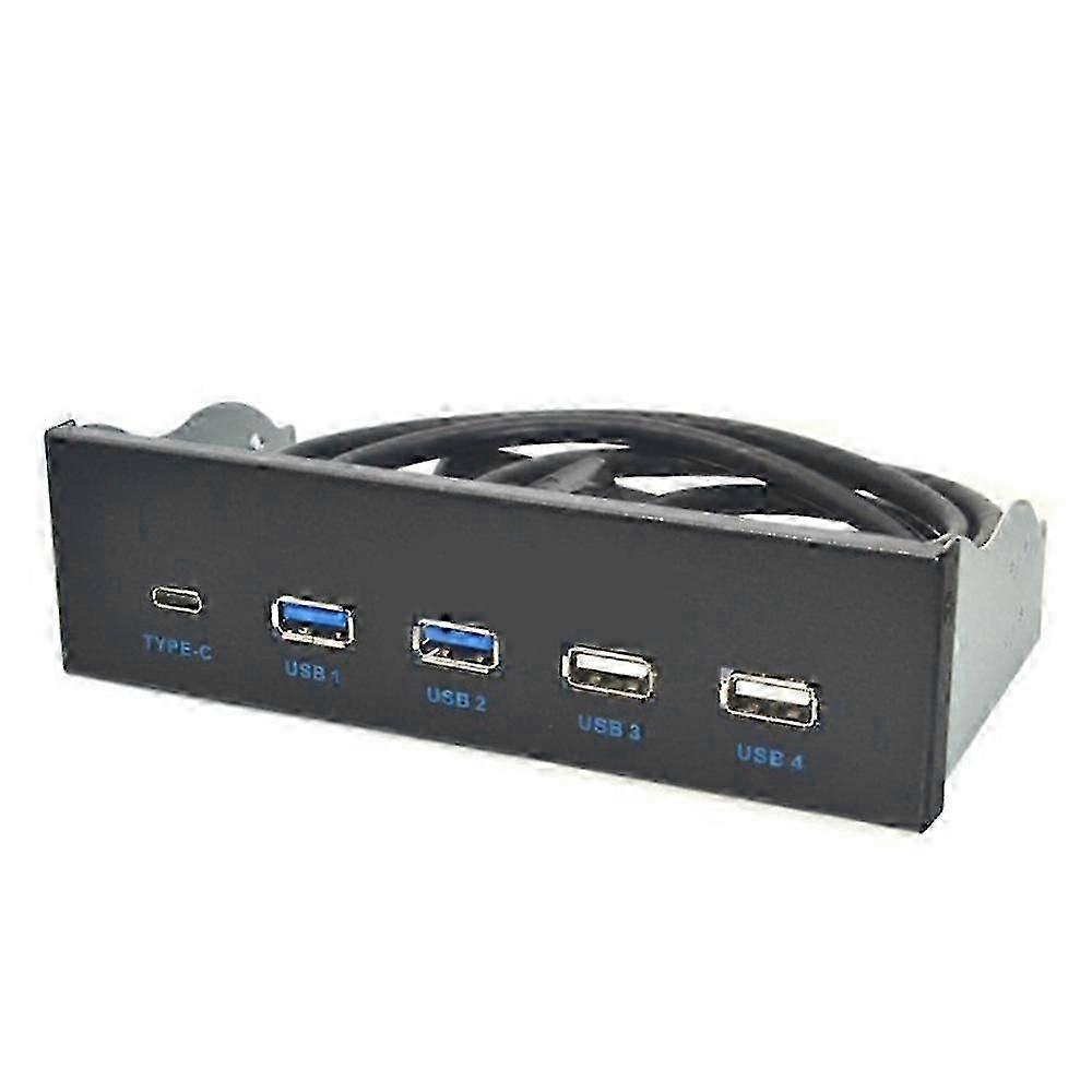 Hub USB frontal de 5,25 polegadas com 2 portas USB 3.1 Gen2, 1 porta USB 2.0, interface Type-C e interface Type-E.