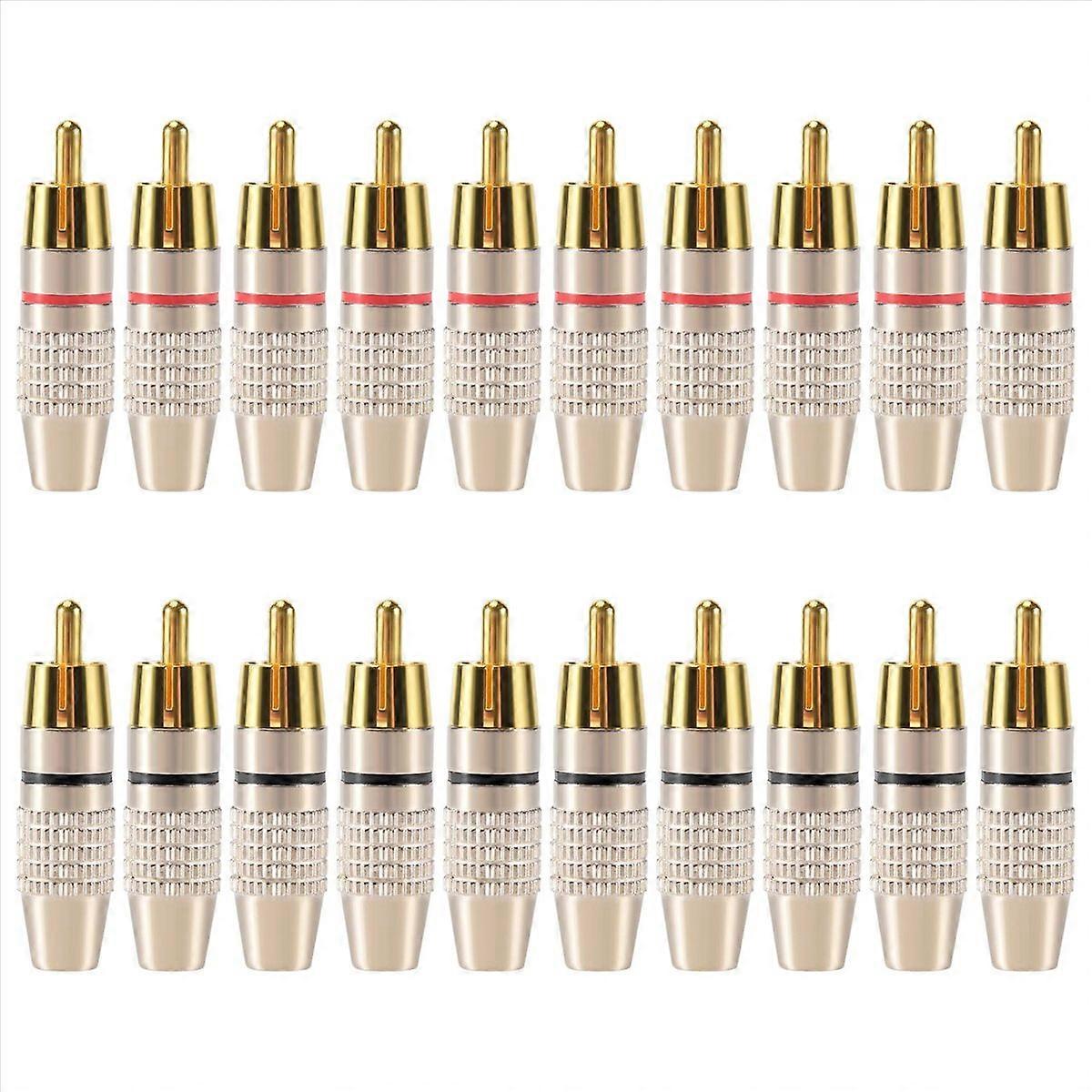 20 Pcs Plug Audio Video Locking Cable Connector Gold Plated