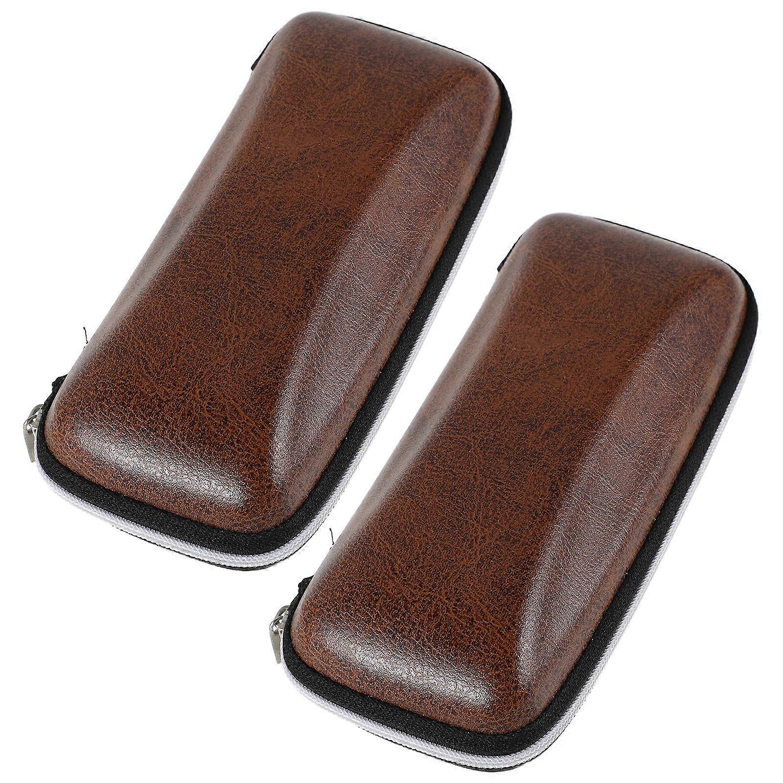 Artificial Eyeglass Case Zipper Closure for Travel 2Pcs