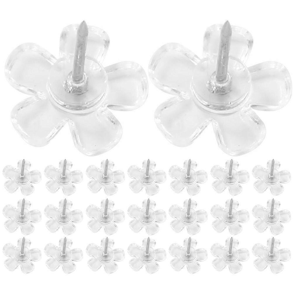 Replaceable Pushpins Flower Thumb Tacks Decorative Transparent Color ABS Material 100Pcs