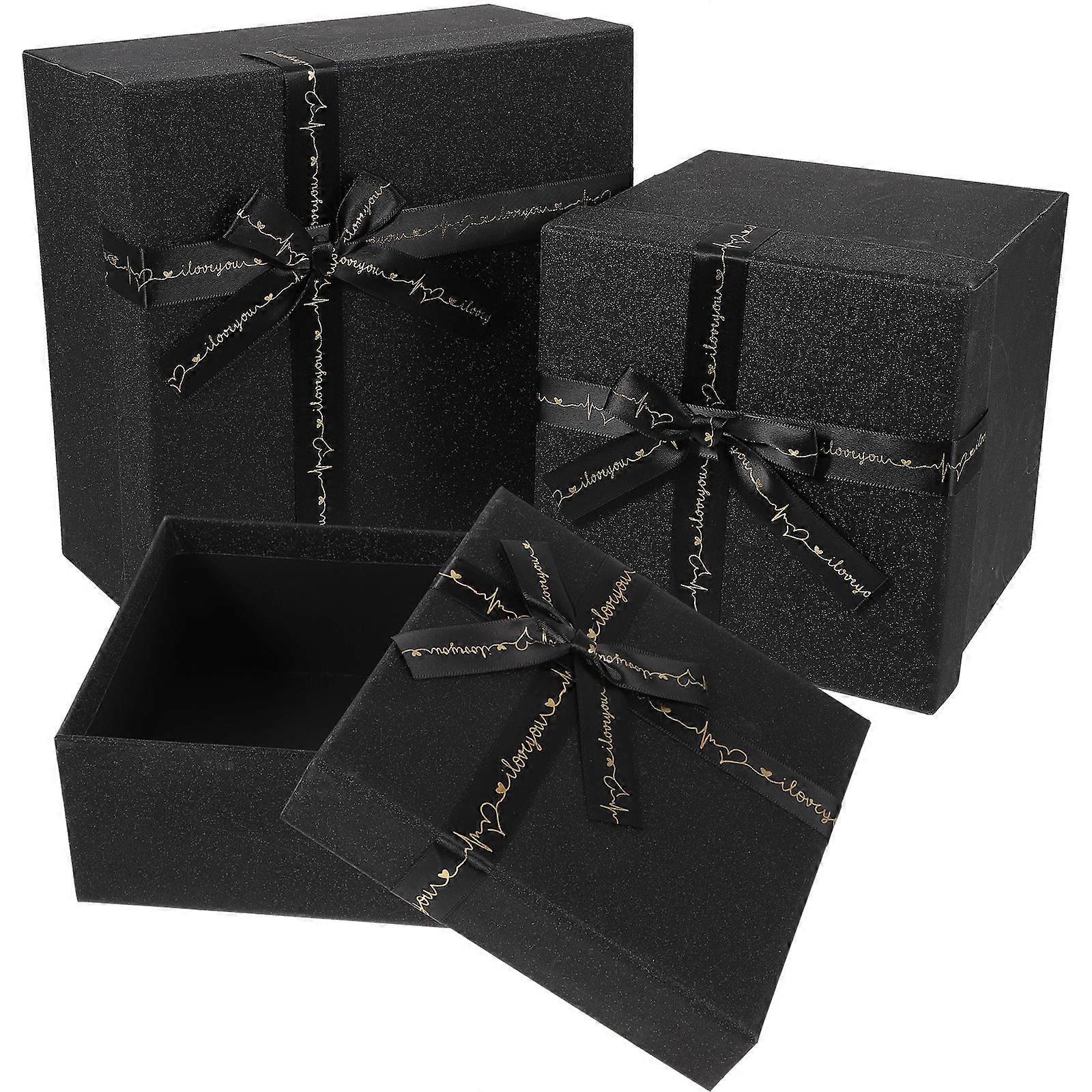 Black Gift Box Paperboard Gift Containers for Storage Use 3Pcs Set