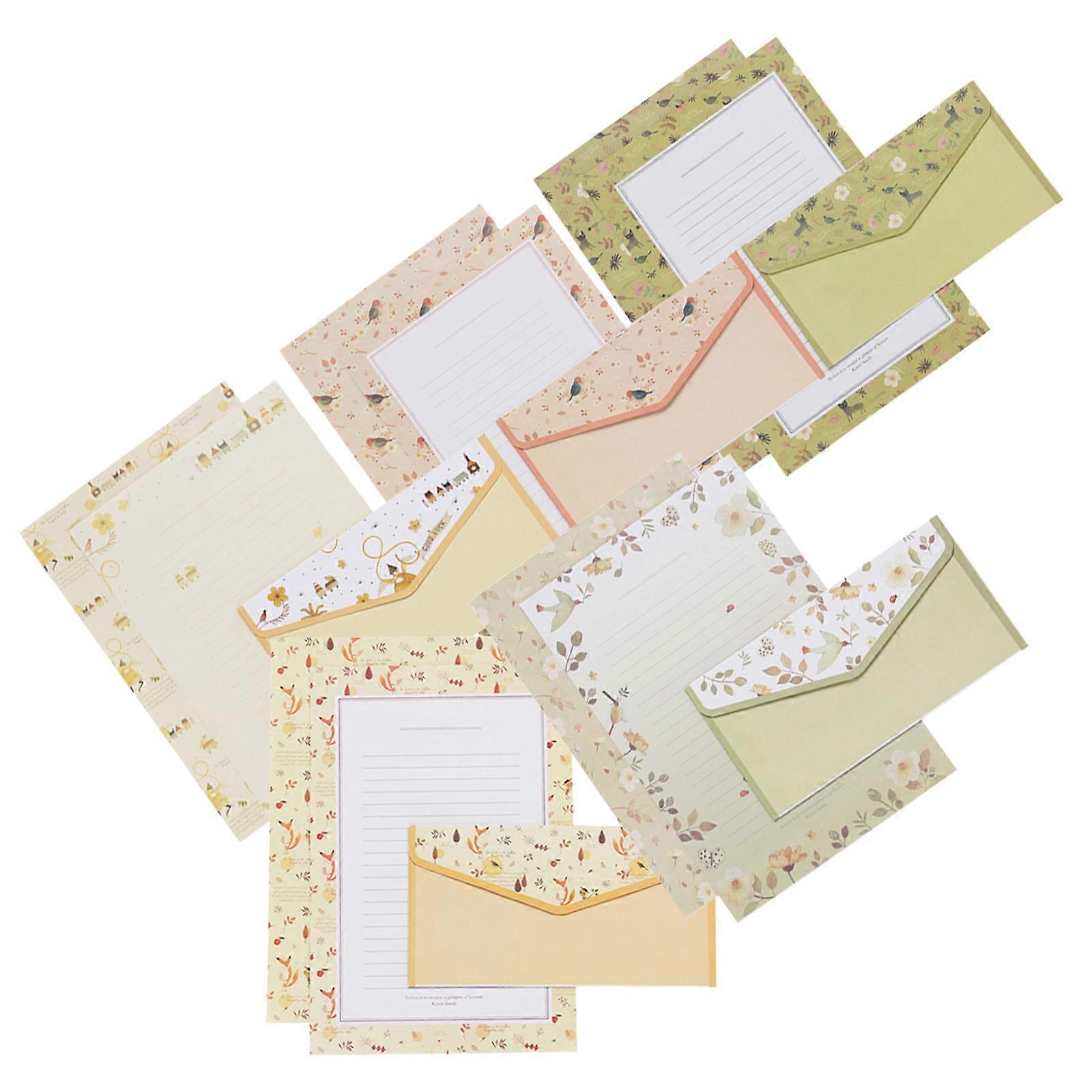 Flower Pattern Envelope and Letter Paper Kit for Writing Use 5Sets