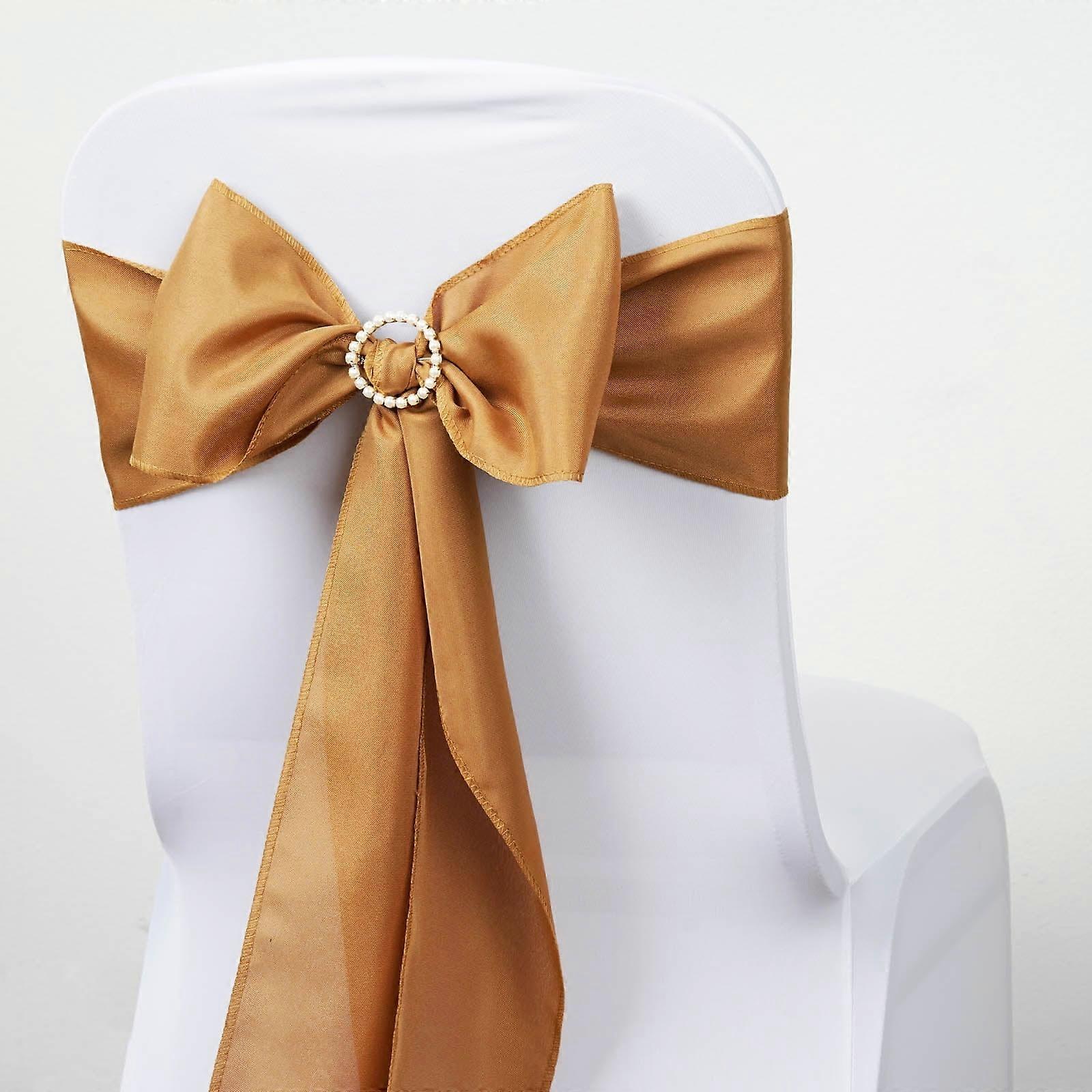 BalsaCircle 5 Polyester Chair Sashes Bows Ties Gold