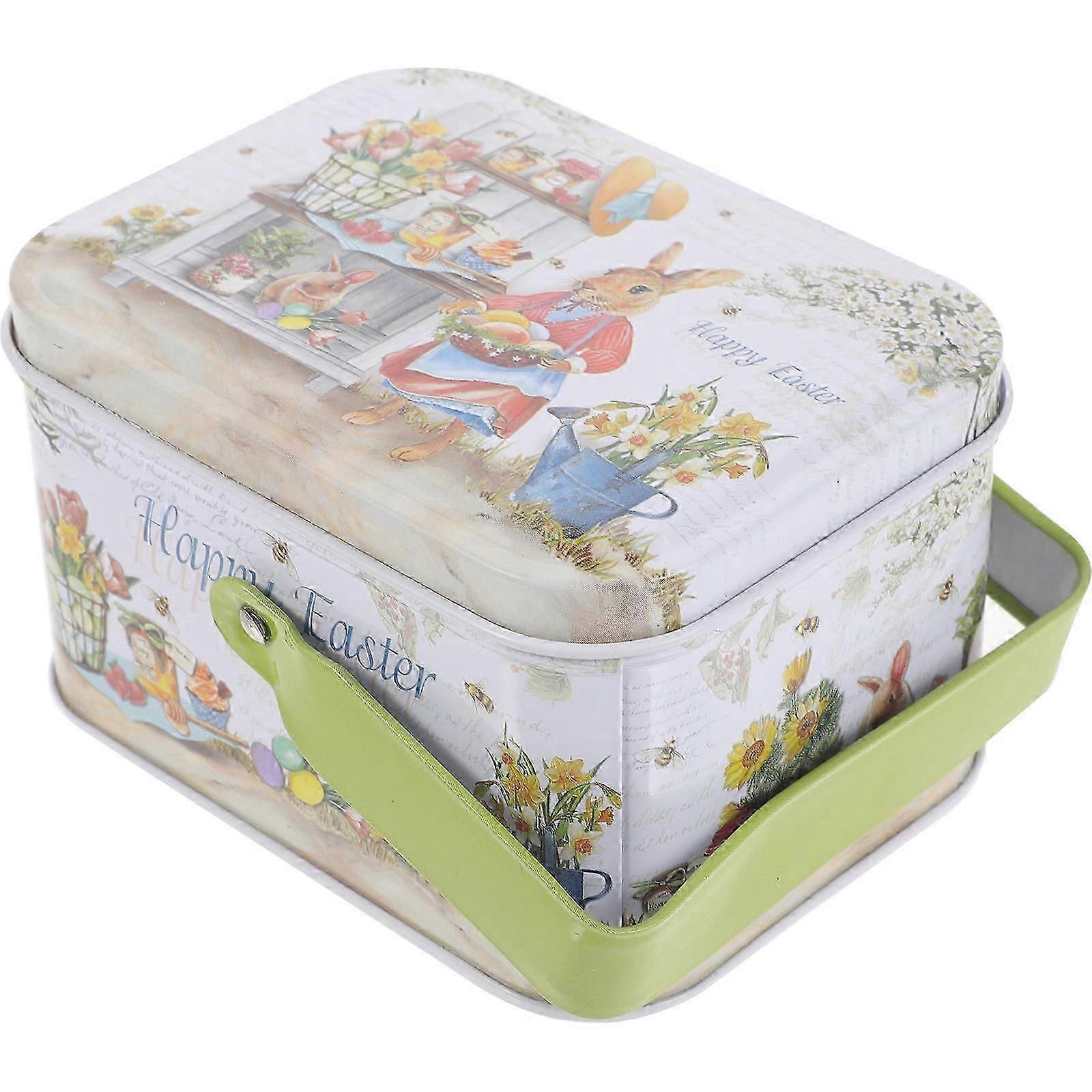 Tinplate Candy Storage Box Portable Easter Container