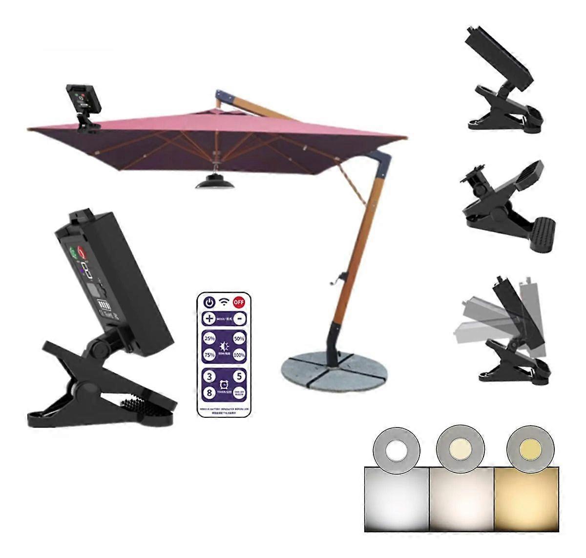 Light Solar Umbrella with Timed Remote Control for E