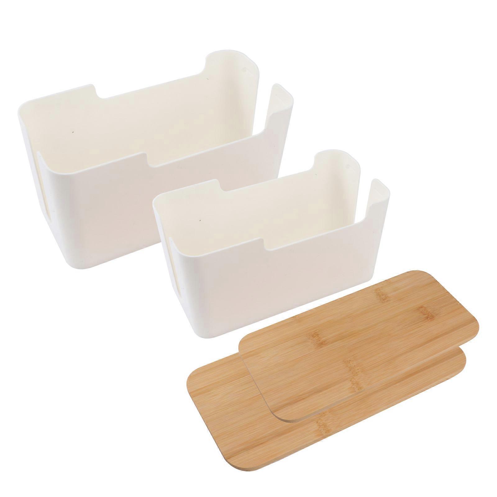 Wire Storage Box Socket Protection Case for Cable Management 2Pcs White ABS Plastic